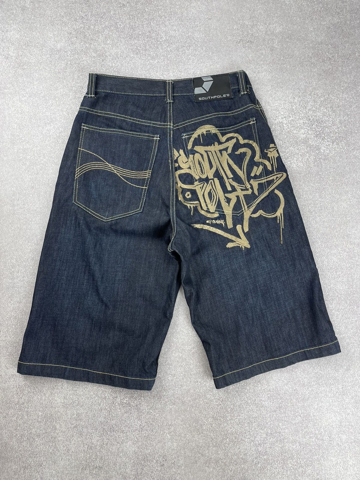 Southpole Washed Blue Rap Baggy Denim Shorts Size 31
