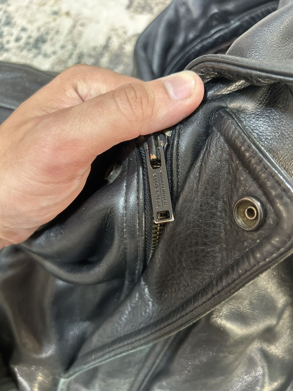 Wilsons Leather Vintage Black Leather Bomber Jacket Heavyweight Thinsulate Size US L / EU 52-54 / 3 - 5 Thumbnail