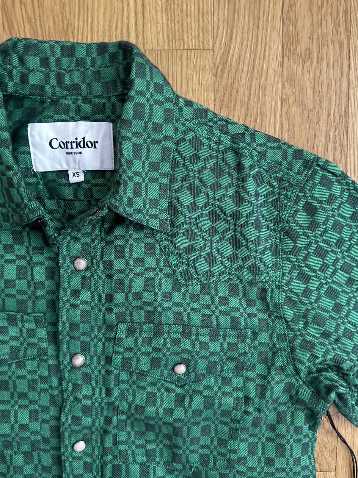 Corridor Corridor Overshot Western Long-Sleeve Shirt Green XS NWT Size US XS / EU 42 / 0 - 6 Thumbnail
