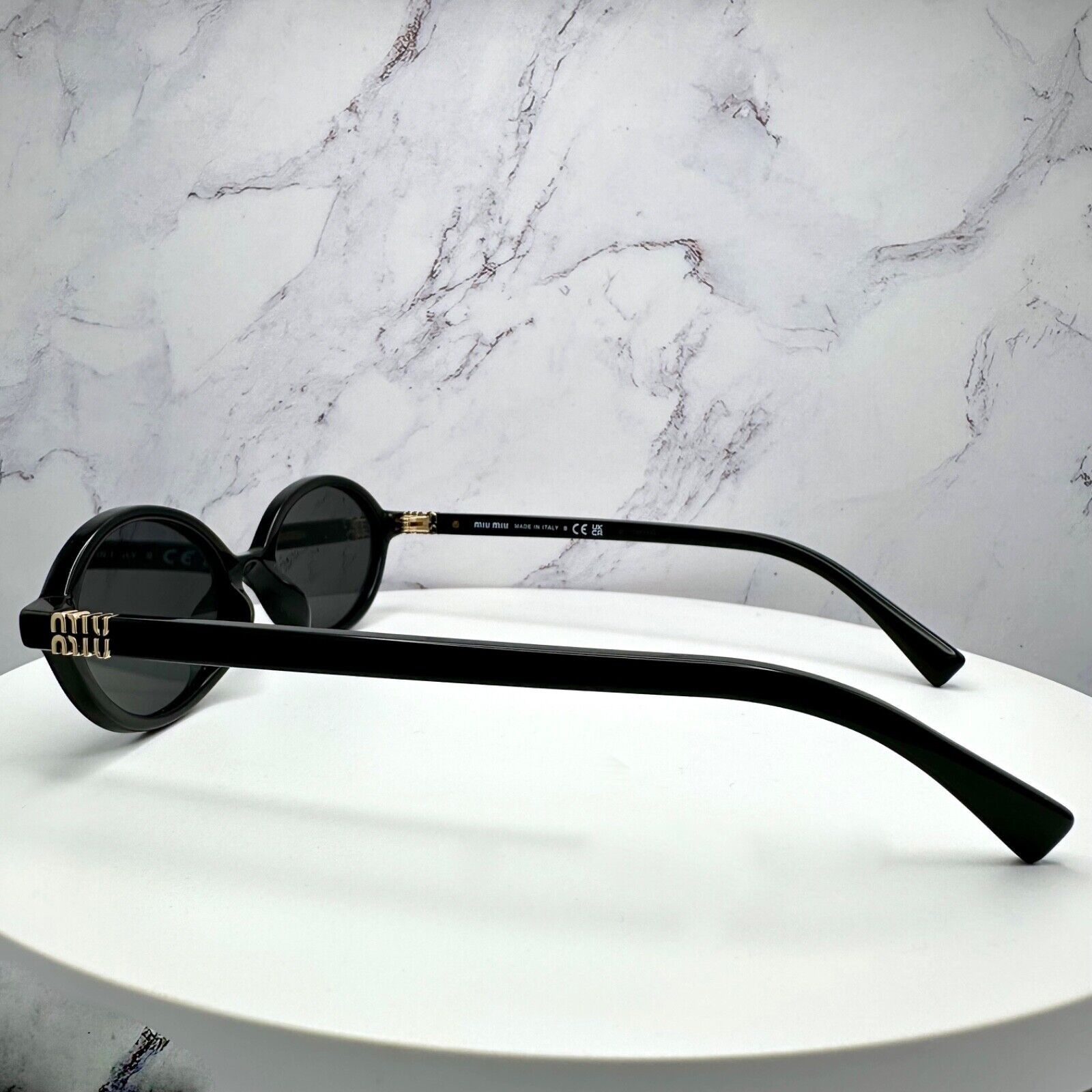 Miu Miu MIU MIU Sunglasses New Black Slim Gold Metal Logo Authentic Size ONE SIZE - 11 Thumbnail