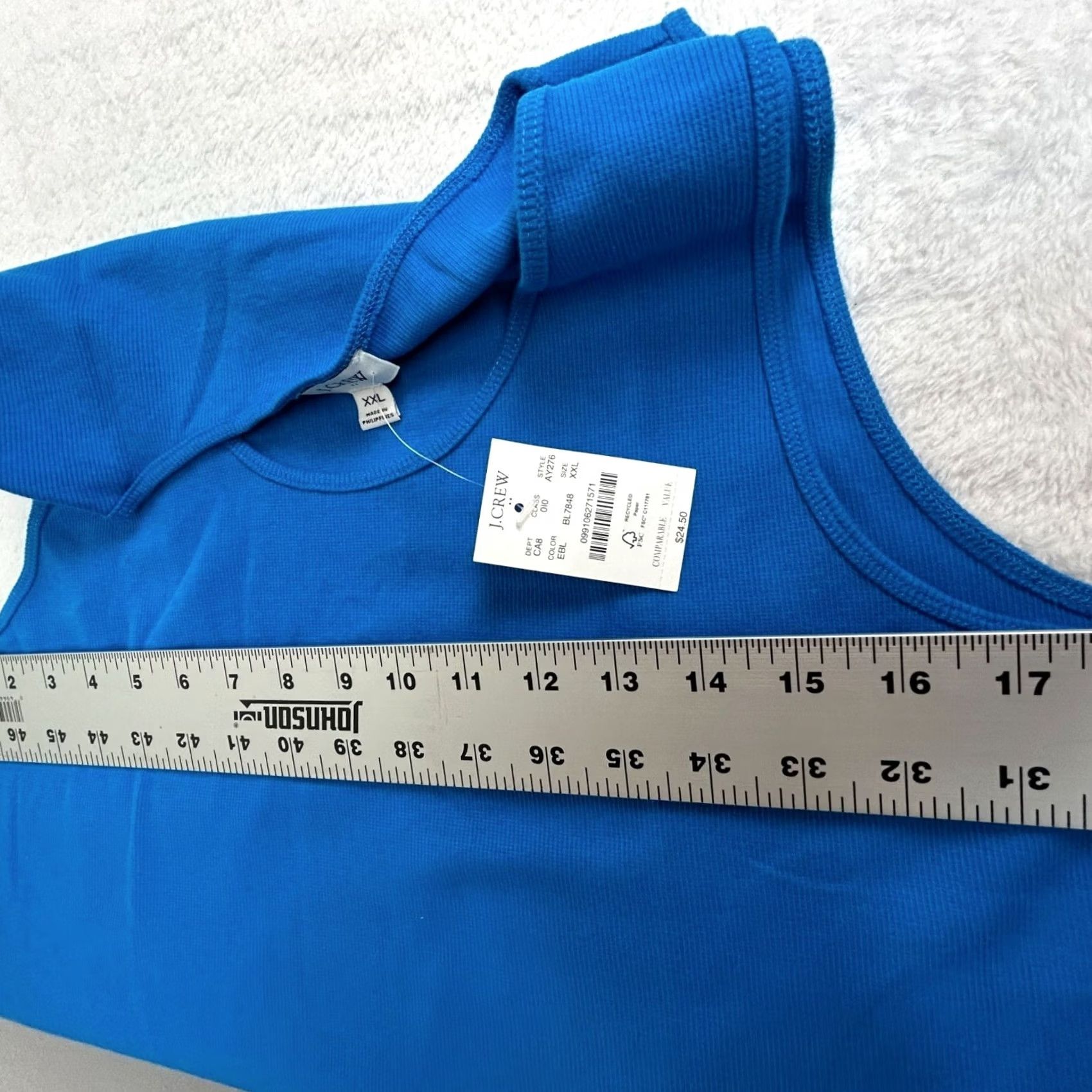 J.Crew J.Crew Women's Tank Top XXL Blue Scoop Neck Casual Ribbed Cotton Style AY276 Size XXL / US 16-18 / IT 52-54 - 6 Thumbnail