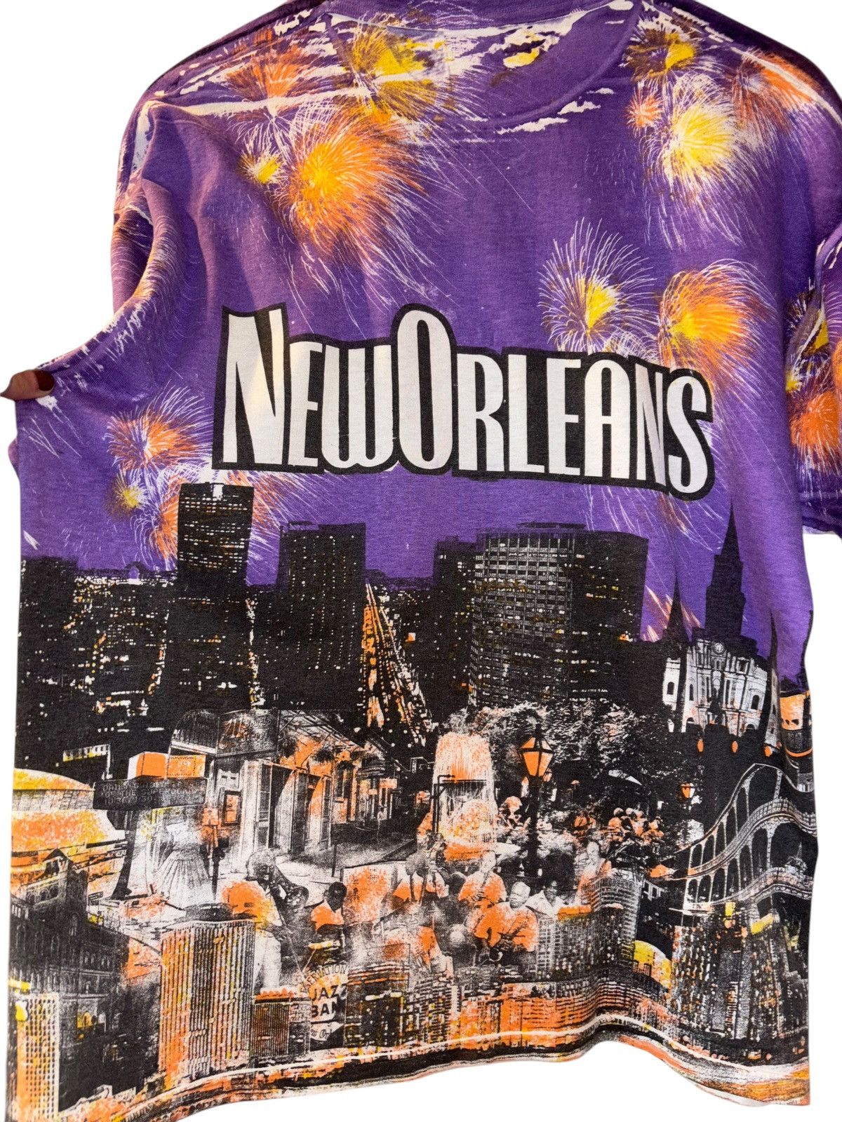Fruit Of The Loom Vintage 90s New Orleans City AOP T-Shirt Size US XL / EU 56 / 4 - 8 Thumbnail