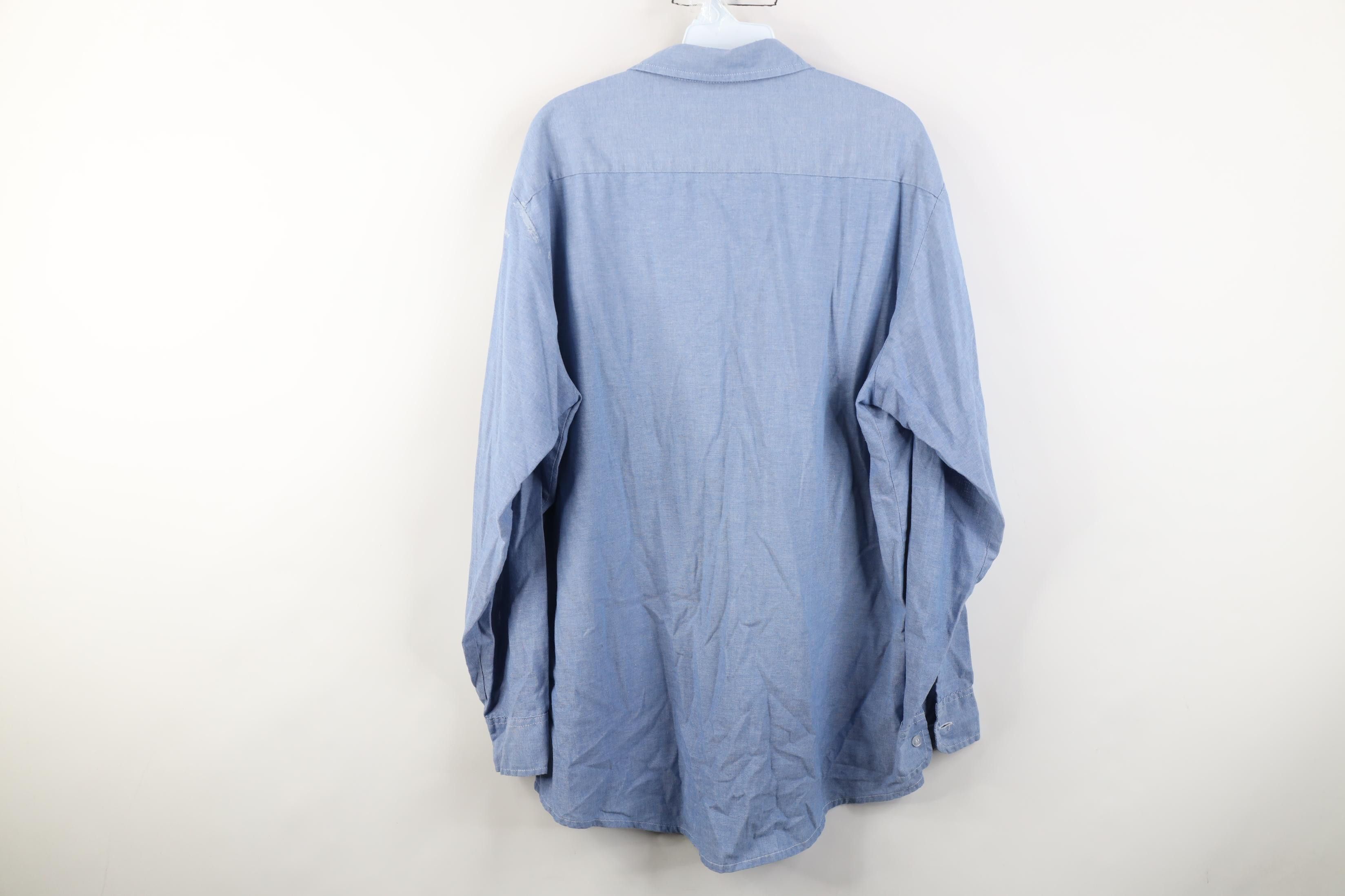 Vintage Vintage 90s Streetwear Workwear Collared Button Shirt Blue Size US XL / EU 56 / 4 - 11 Thumbnail