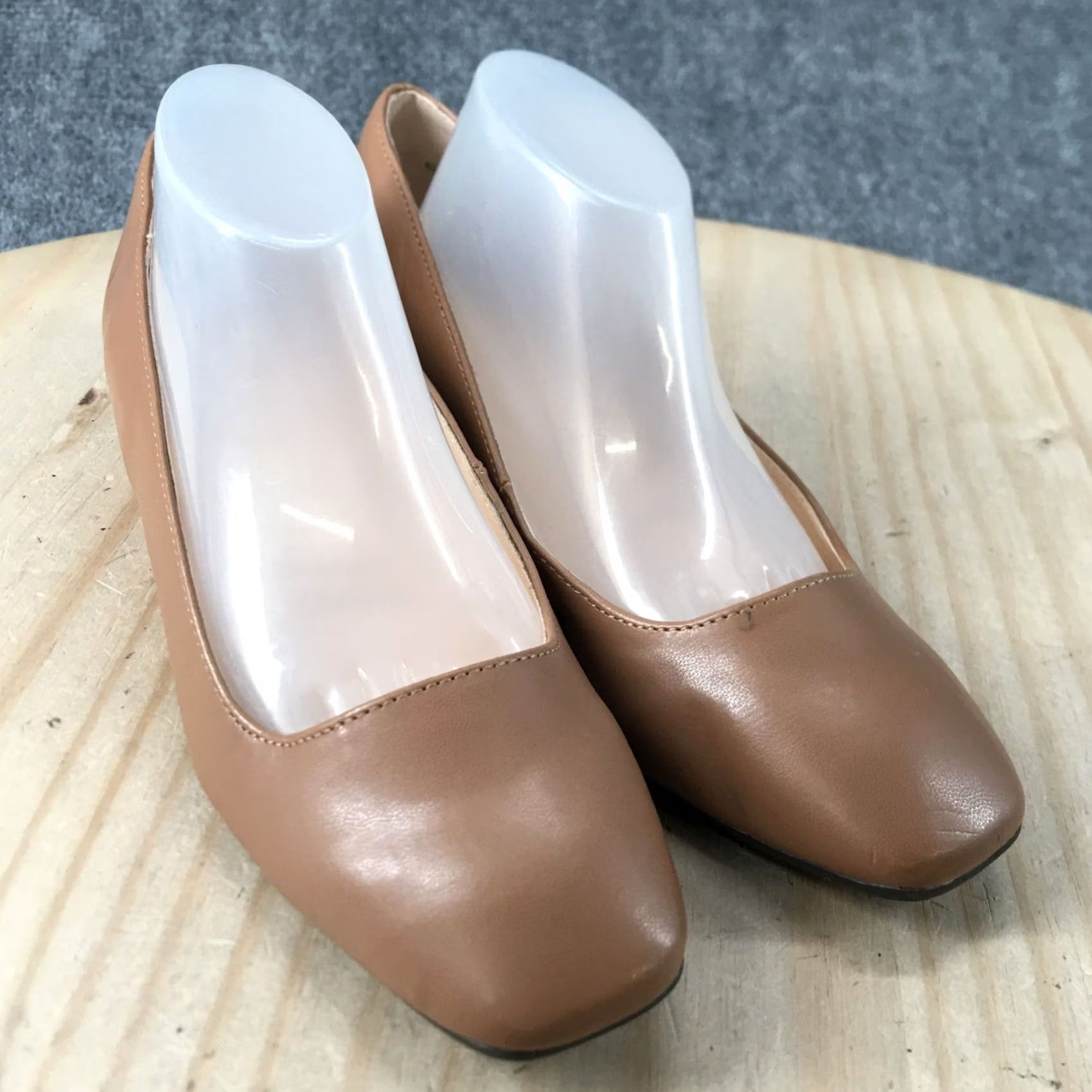 Vintage Adrienne Vittadini Heels Womens 6.5 M Palmer Pumps Brown Faux Leather Slip On Pump Size US 7 / IT 37 - 3 Thumbnail