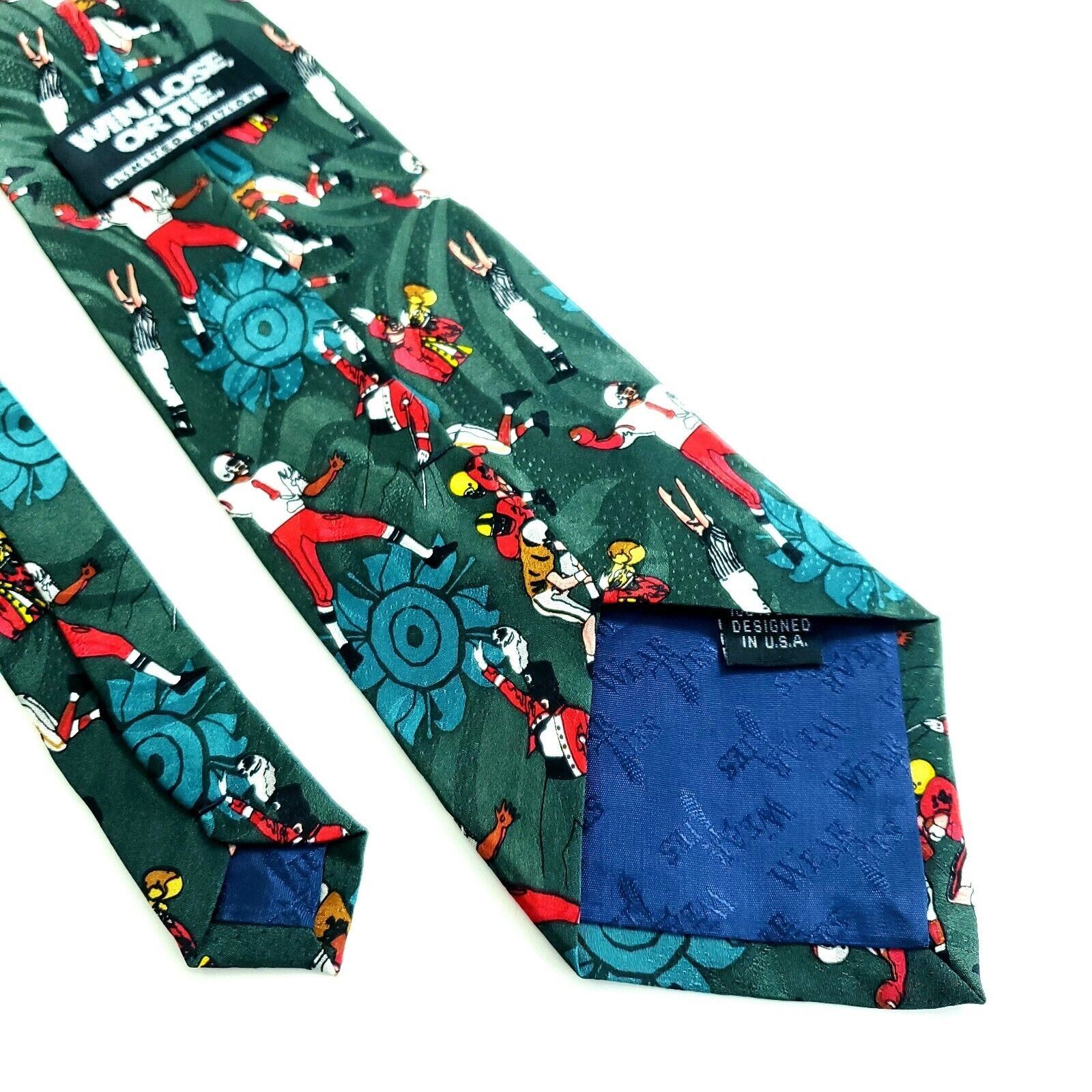 Vintage Win Lose Or Tie Limited Edition Green Football Jacquard Prin Size ONE SIZE - 5 Thumbnail