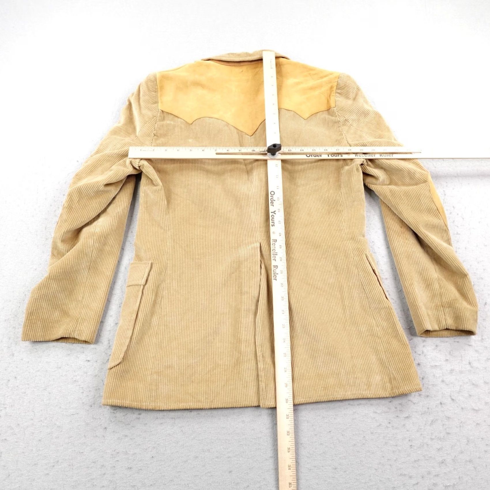 Vintage VINTAGE Brad Whitney Blazer Mens 40R Beige Corduroy Western Sport Coat Blazer Jacket Size 40R - 4 Thumbnail