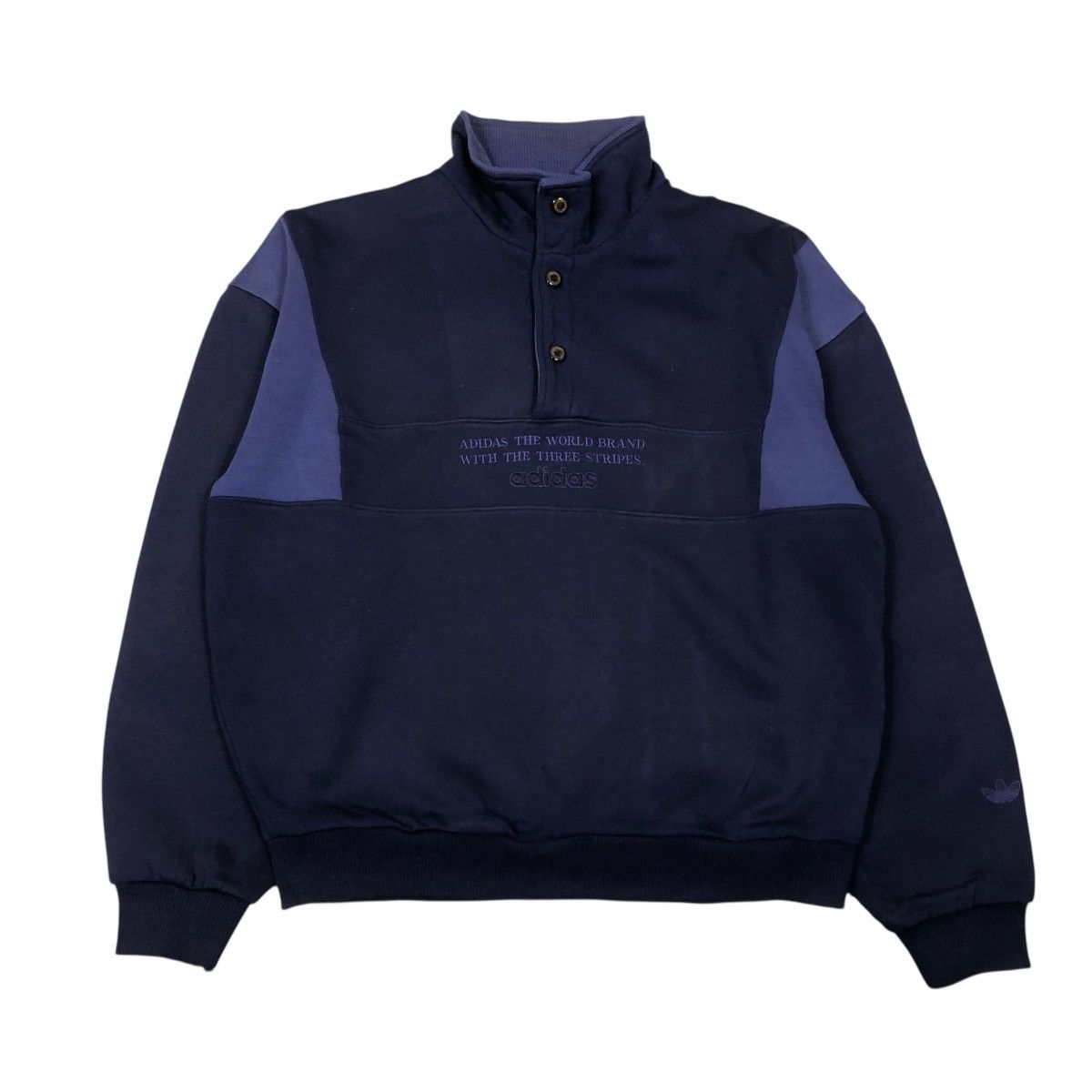 Adidas 📌Vintage Adidas Sweatshirt Half Button Anorak Big Logo Size US L / EU 52-54 / 3 - 1 Thumbnail