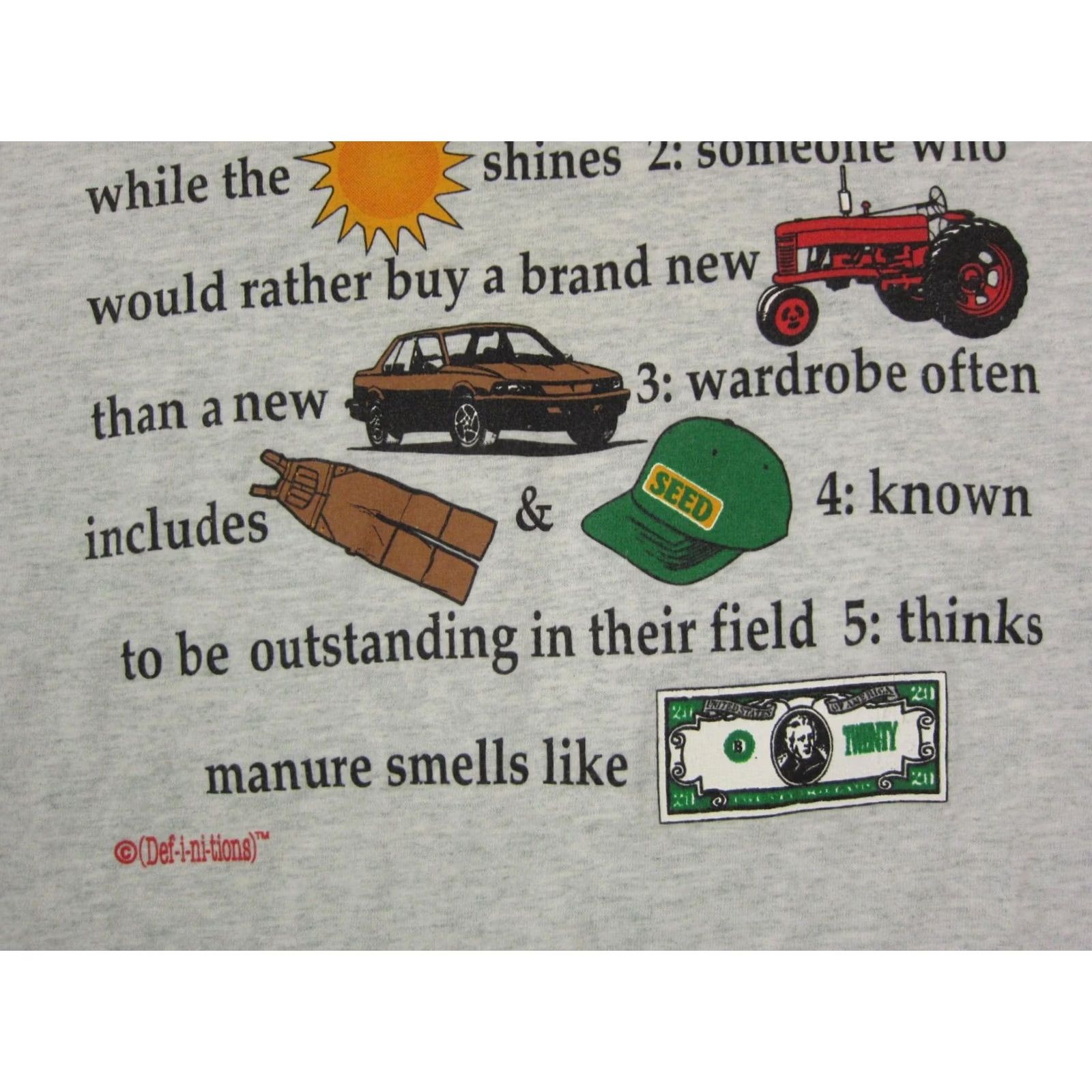 Fruit Of The Loom Vintage Farmer Shirt Mens Large Gray Single Stitch Made in USA Smells Like Money Size US L / EU 52-54 / 3 - 4 Thumbnail