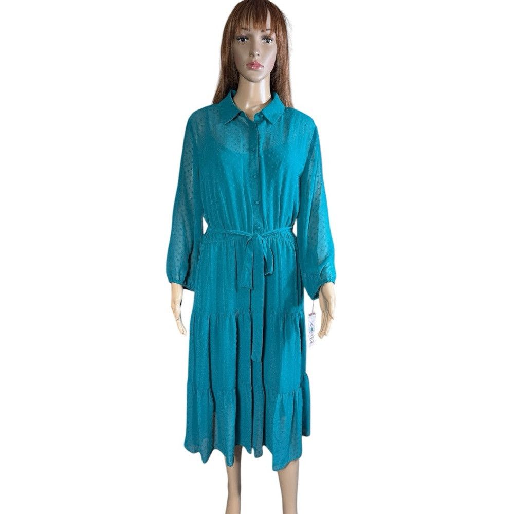 Nanette Lepore NWT New $138 Nanette Lepore Deep Lake Teal Tiered Skirt Shi Size XXL / US 16-18 / IT 52-54 - 1 Thumbnail