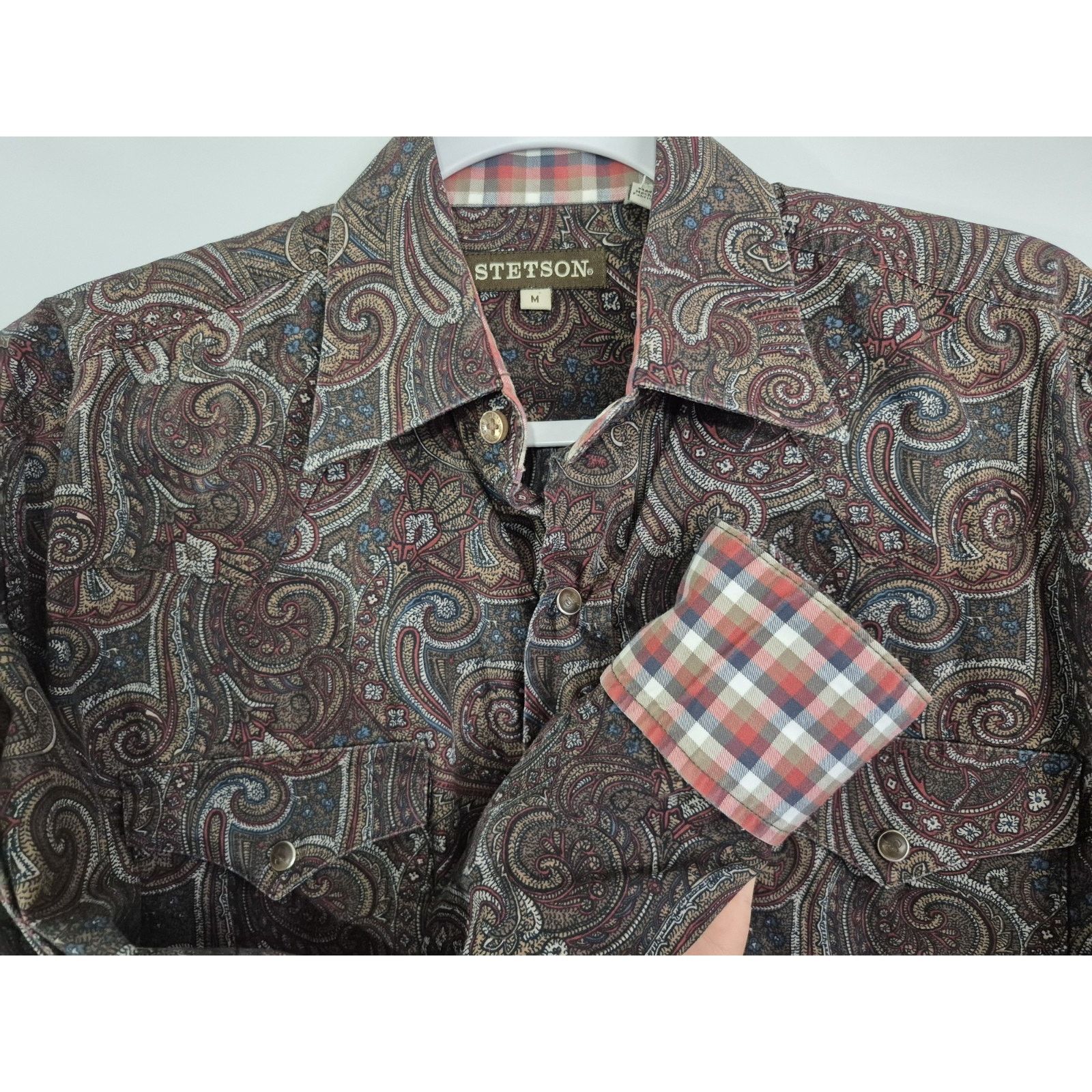 Stetson Stetson Mens Paisley Pearl Snap Western Cowboy Shirt Medium Size US M / EU 48-50 / 2 - 3 Thumbnail
