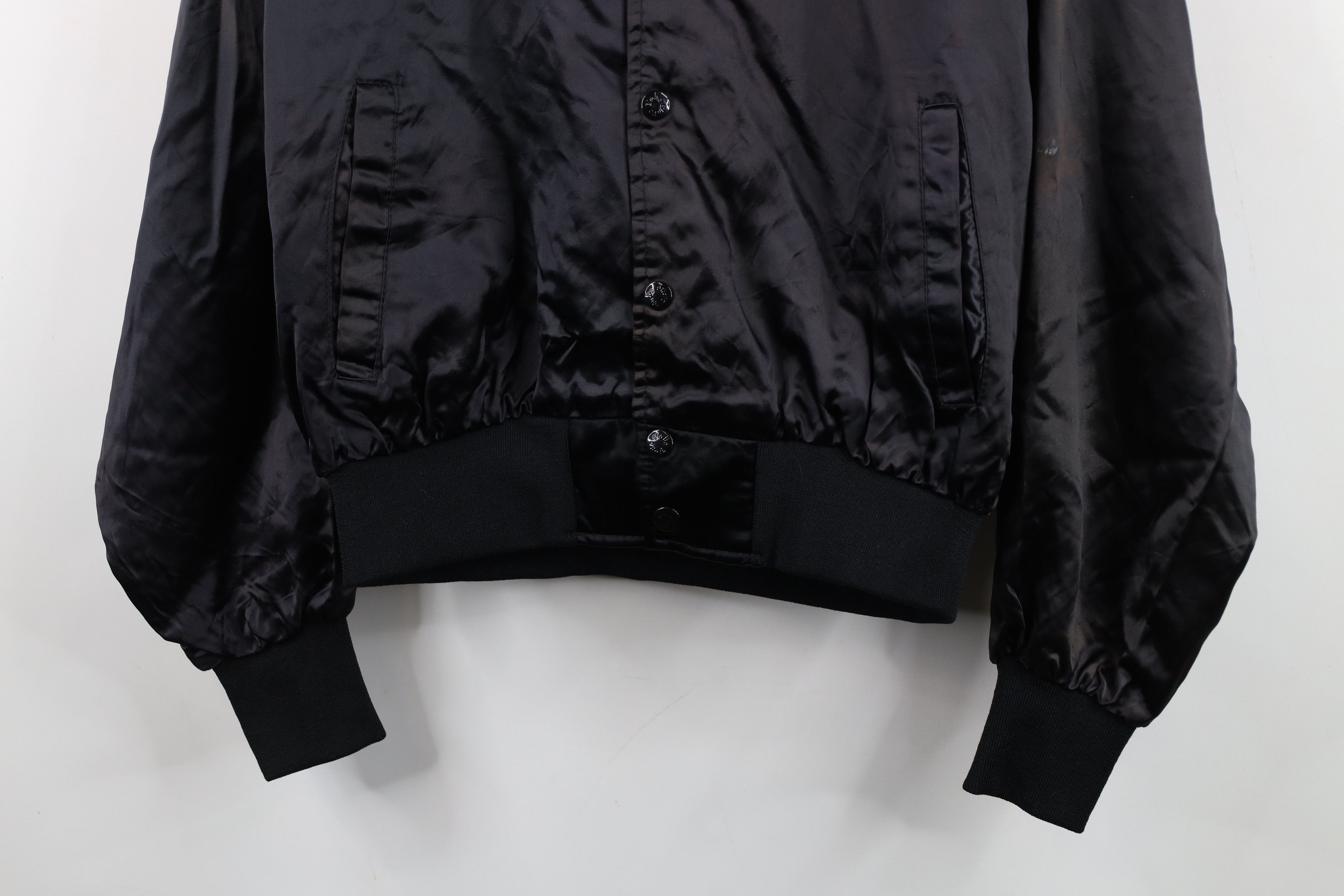 Vintage Vintage 70s 80s NBC Peacock TV Satin Bomber Jacket Black USA Size US L / EU 52-54 / 3 - 4 Thumbnail