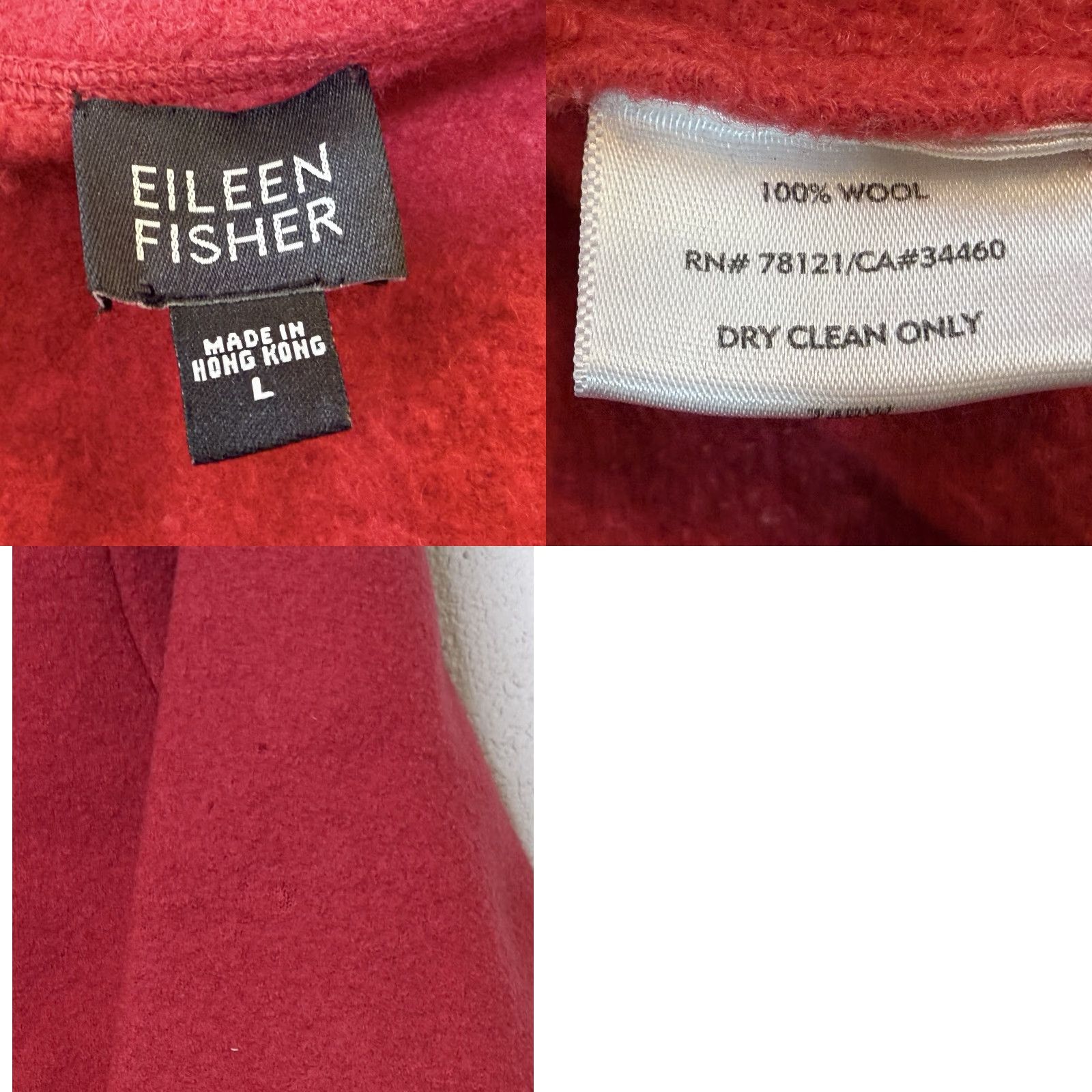 Eileen Fisher VINTAGE Eileen Fisher Pea Coat Jacket Women's Large Red 100% Wool Full Zip Pockets Size L / US 10 / IT 46 - 8 Thumbnail