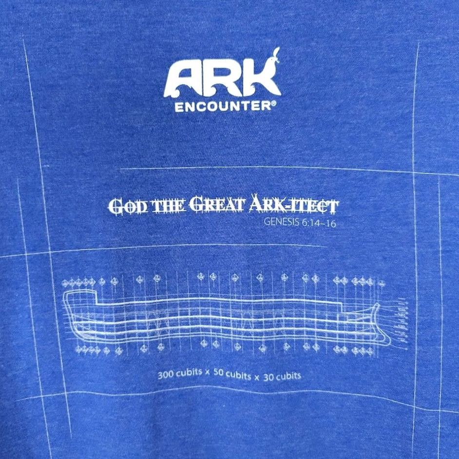 Tultex VINTAGE Noahs Ark T Shirt Mens XL Blue Construction Plans Christian Ark Encounter Size US XL / EU 56 / 4 - 6 Thumbnail
