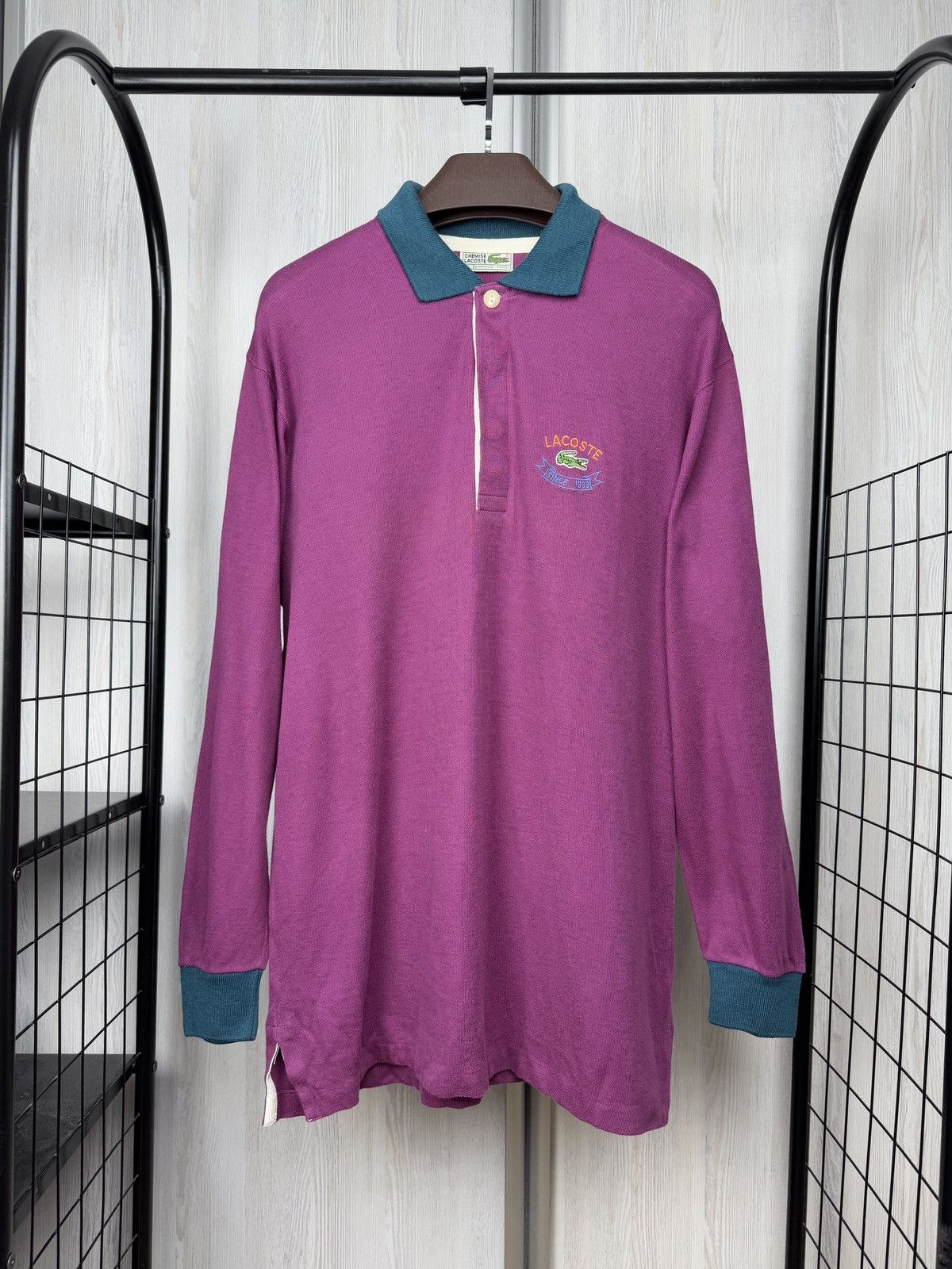 Lacoste Chemise Lacoste 1933 vintage 90s purple green rugby polo Size US XL / EU 56 / 4 - 2 Thumbnail