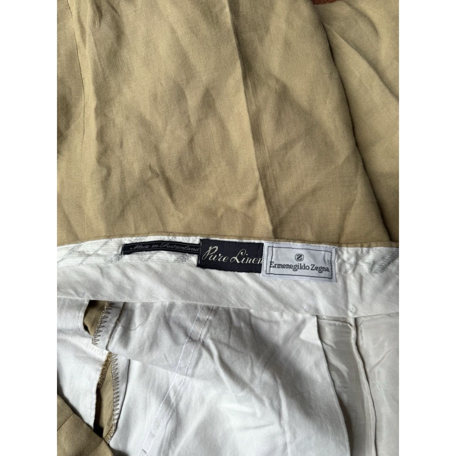 Ermenegildo Zegna VINTAGE Ermenegildo Zegna Pure Linen Dress Pants Mens 46x27 Beige Linen Dress Pants Mens 46 27 Straight Cuffed Zegna Pants Size US 30 / EU 46 - 2 Thumbnail