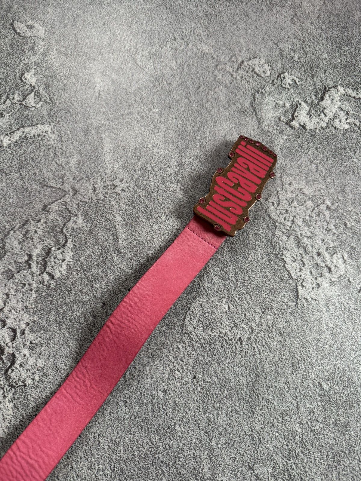 Just Cavalli × Roberto Cavalli × Vintage Just Cavalli pink Avantgarde leather belt rhinestones Y2K Size ONE SIZE - 5 Thumbnail