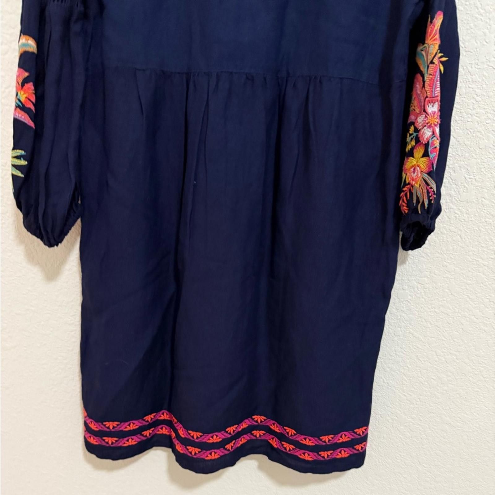 Tommy Bahama Tommy Bahama Navy Tunic Dress 3/4 Sleeve Embroidered Boho XS Size XS / US 0-2 / IT 36-38 - 11 Thumbnail