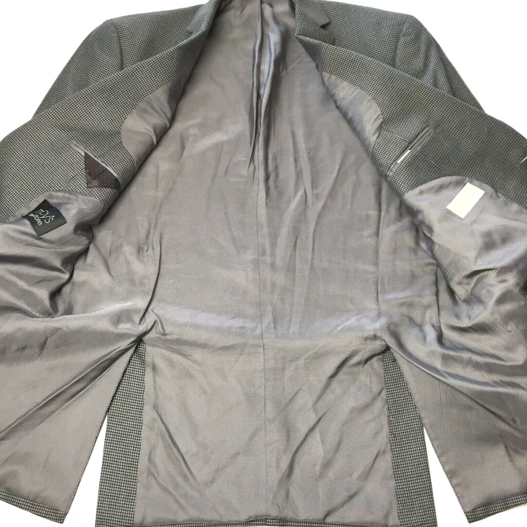 Michael Kors Michael Kors Blazer Mens 42L Gray Houndstooth 2-Button Poly Rayon Long Sleeve Notch Lapel Size 42R - 7 Thumbnail