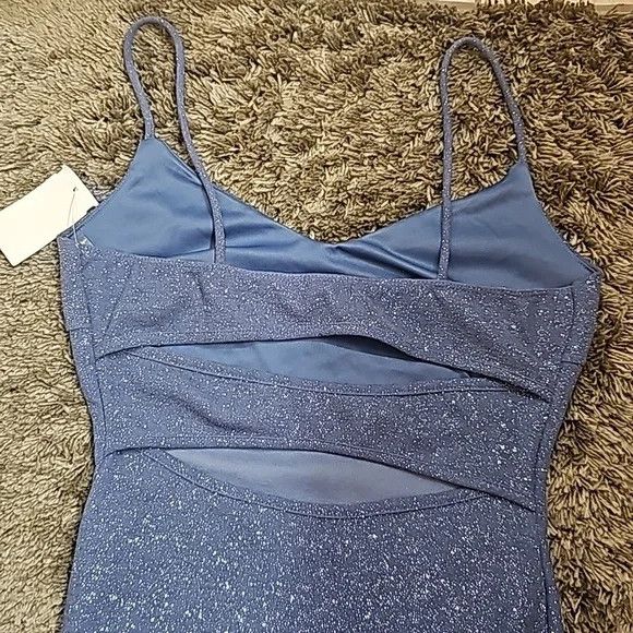 Other NWT Sparkly Blue Split Thigh Slit Open Back Cocktail Dress Size M / US 6-8 / IT 42-44 - 5 Thumbnail