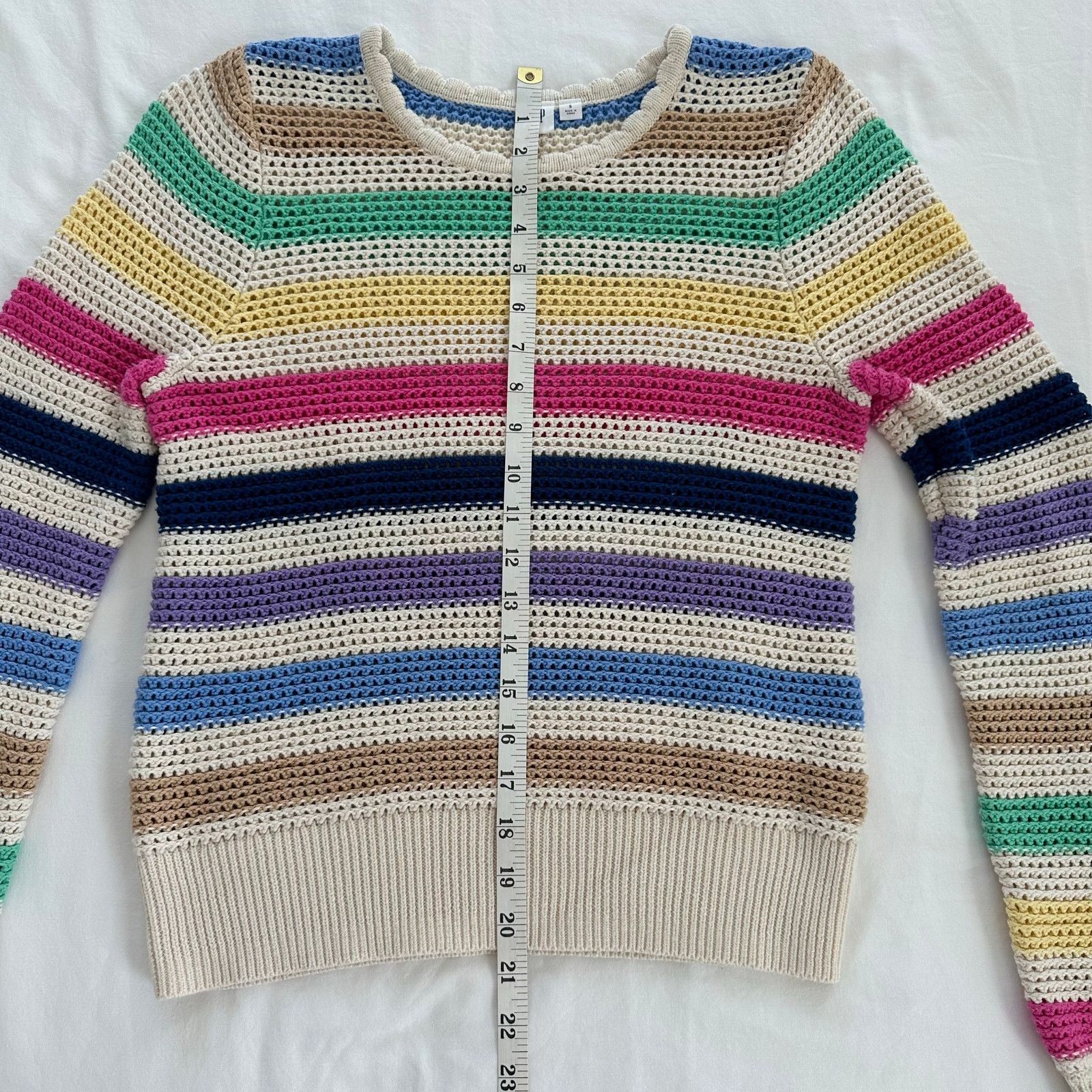 Gap GAP Rainbow Stripe Crochet Crewneck Sweater Size S Size S / US 4 / IT 40 - 6 Thumbnail