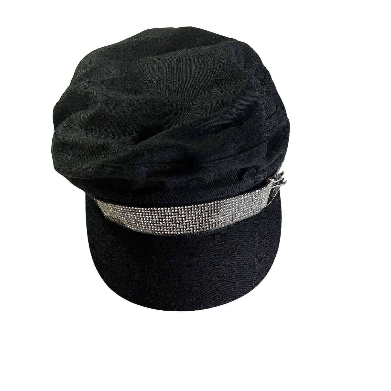 (di)vision Beret Black Cotton Rhinestone Cap Retro Painter Newsboy Hat Size ONE SIZE - 1 Thumbnail