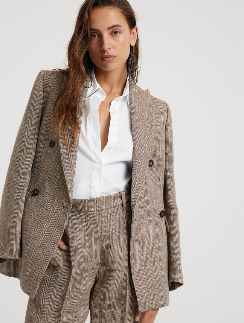Brunello Cucinelli o1la1rc1a0425 Woven Jacket Wool in Tobacco Size L / US 10 / IT 46 - 5 Thumbnail