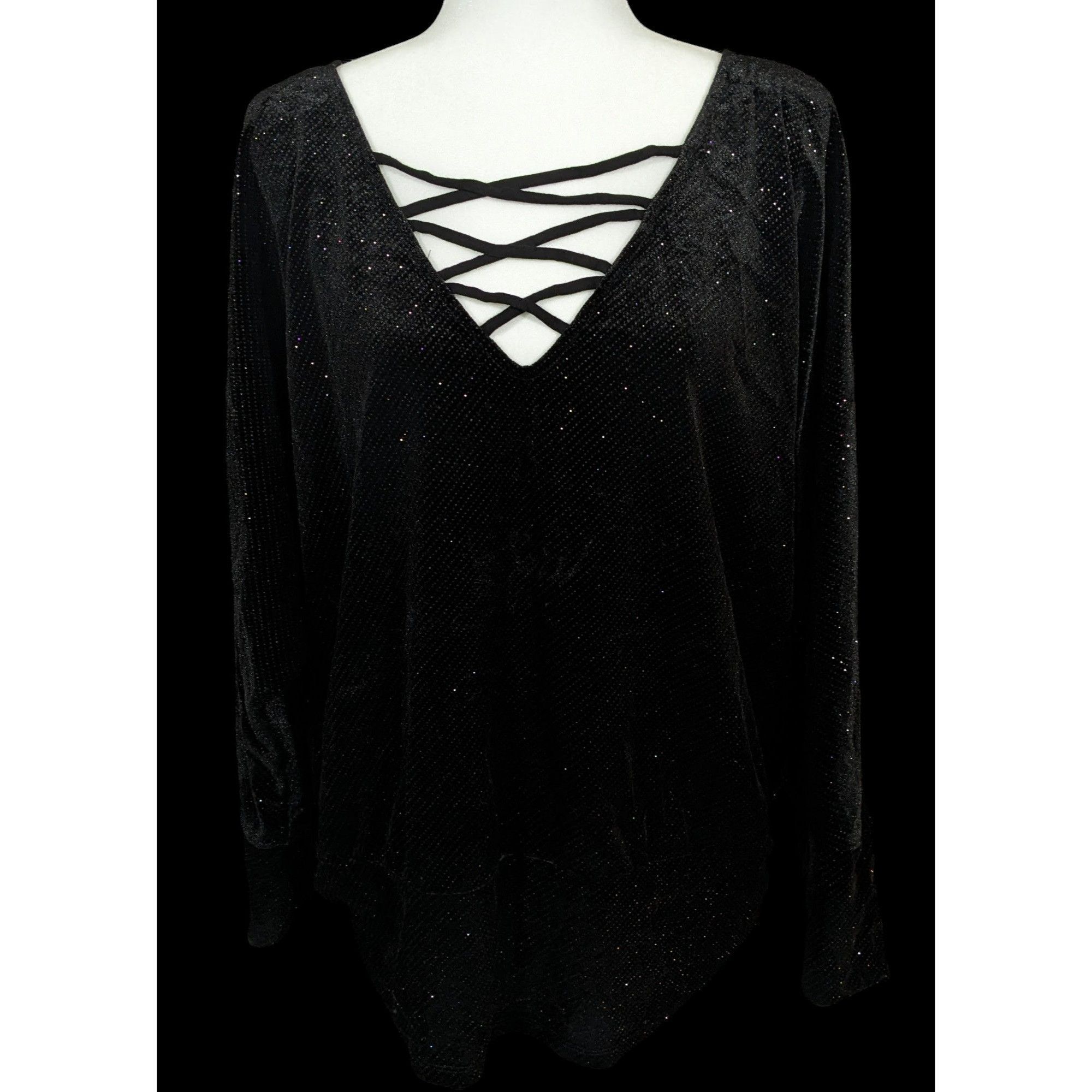 Jennifer Lopez Dark Glam Velvet Glitter Top by Jennifer Lopez Size XL / US 12-14 / IT 48-50 - 7 Thumbnail