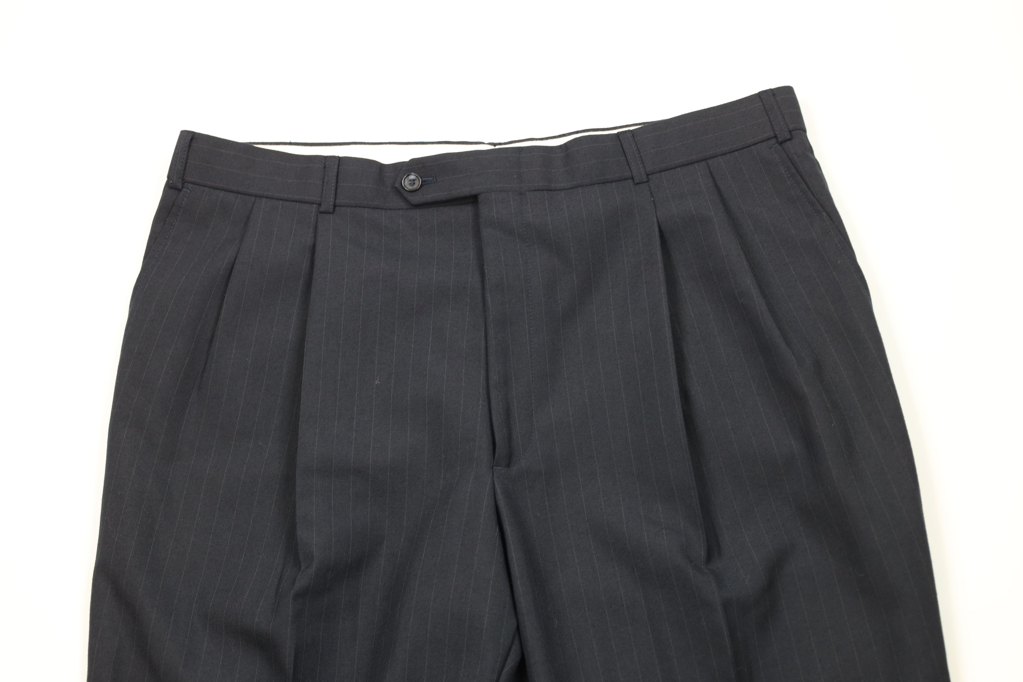 Vintage Vintage 90s Streetwear Pinstriped Wide Leg Chino Pants Size US 38 / EU 54 - 2 Thumbnail