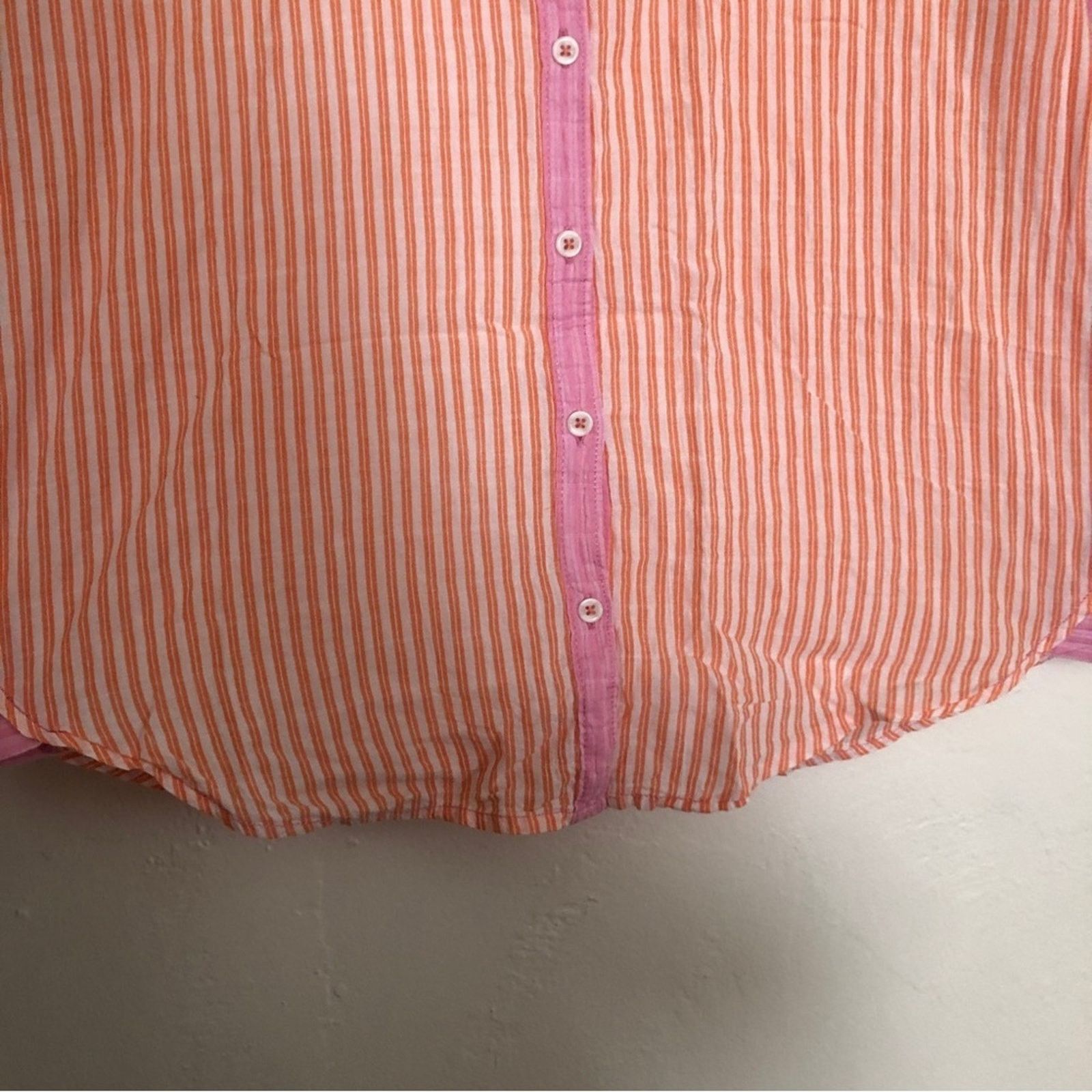 Other beachlunchlounge Pink Orange Striped Button Beach Blouse Top Size M / US 6-8 / IT 42-44 - 4 Thumbnail
