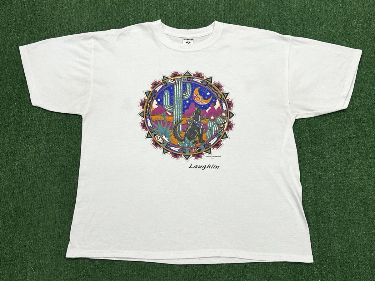 Jerzees Vintage 90s Laughlin Nevada Howling Wolf Tee Size US XL / EU 56 / 4 - 1 Thumbnail