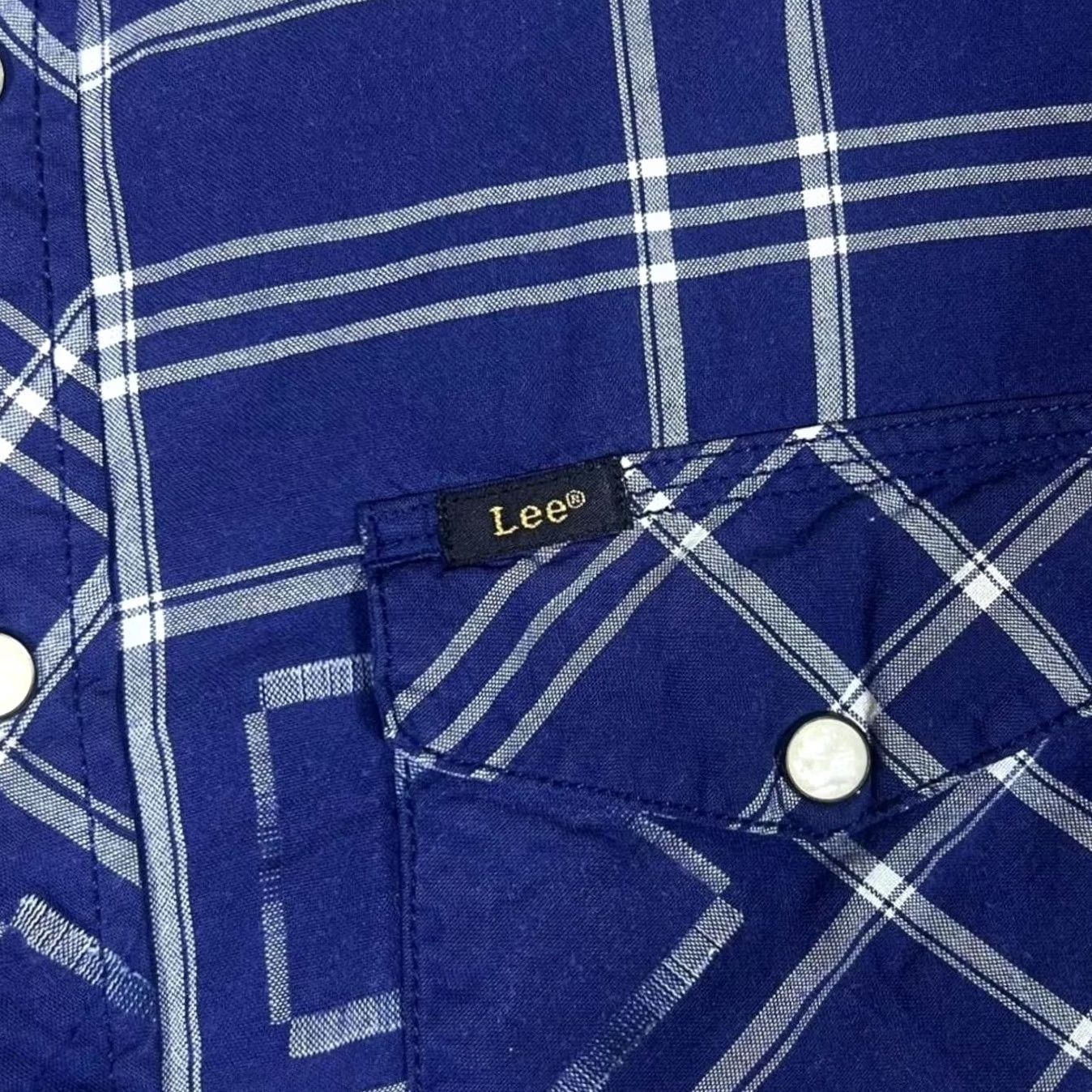 Lee LEE Western Shirt Blue White Check Popper Long Sleeve Cotton Shirt Small Mens Regular Button-Up Shirt Size US S / EU 44-46 / 1 - 4 Thumbnail