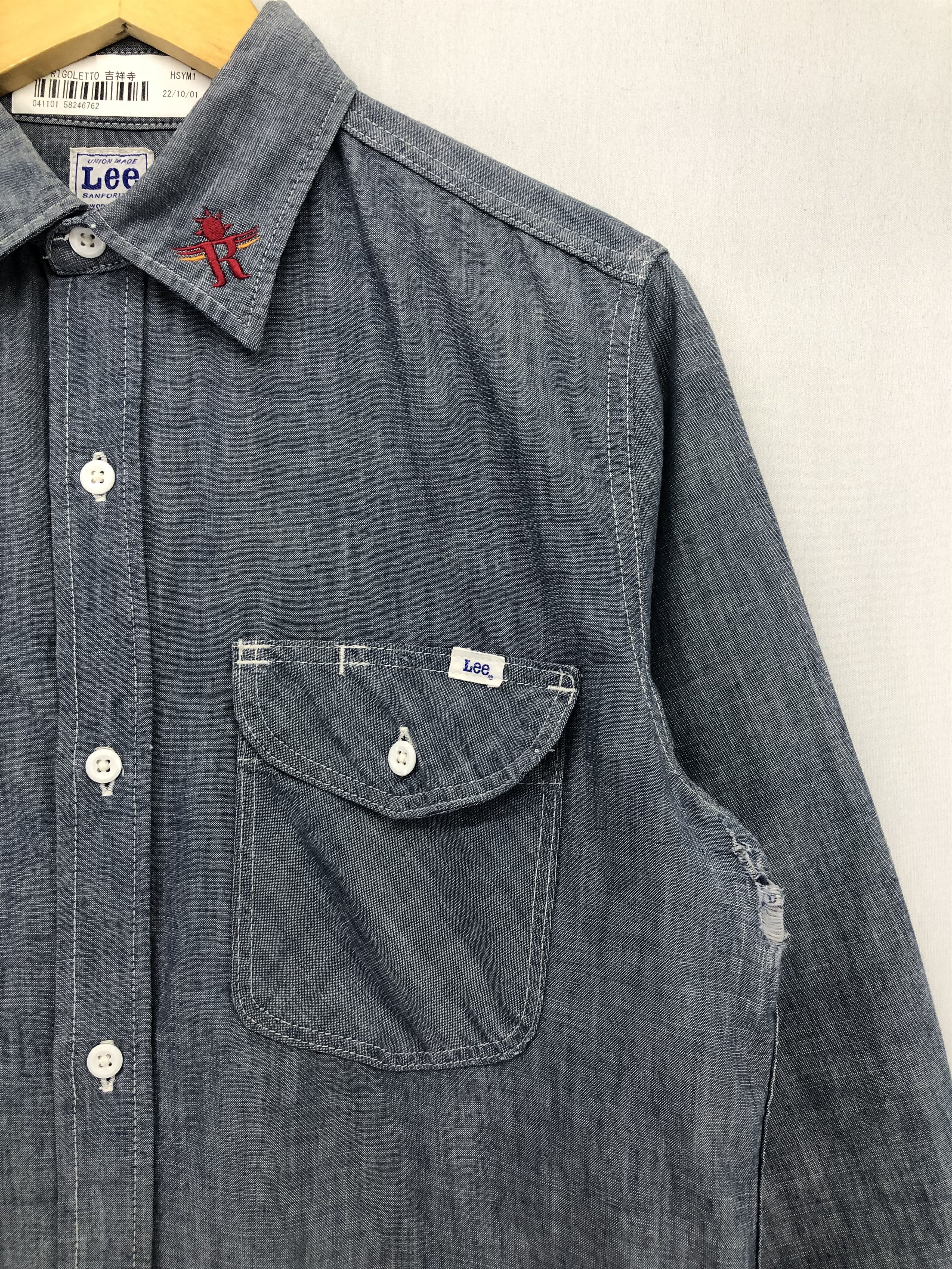 Lee Vintage Lee Distressed Chambray Shirt Size US L / EU 52-54 / 3 - 5 Thumbnail