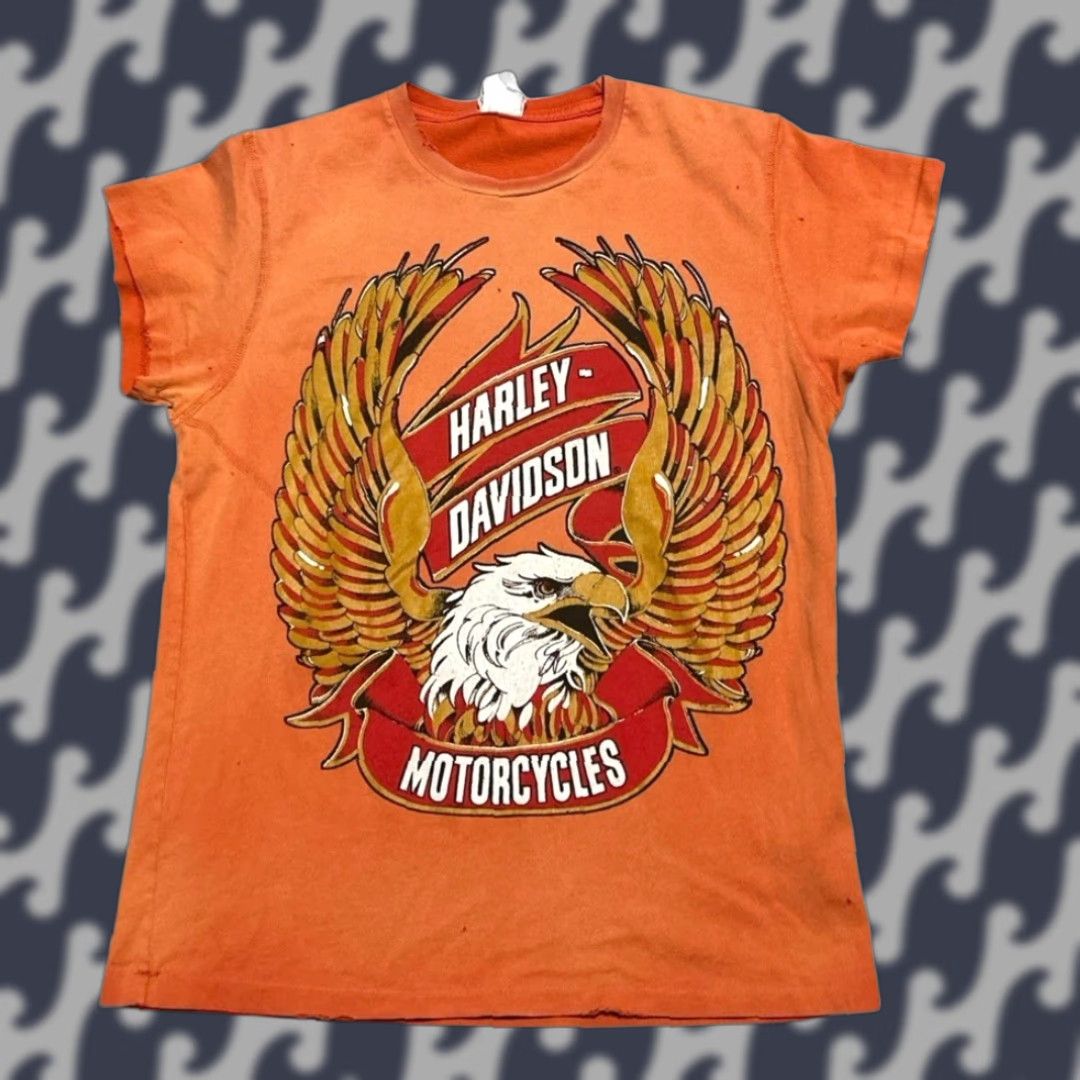 MadeWorn Harley-Davidson Distressed T-Shirt Men's XS Faded Orange