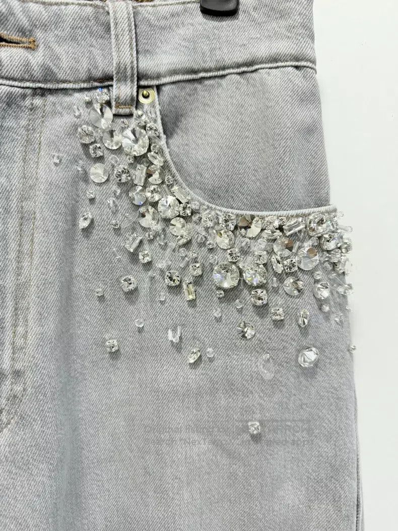 Miu Miu Miu Miu 24 Rhinestone grey jeans Size 24" / US 00 / IT 34 - 5 Thumbnail