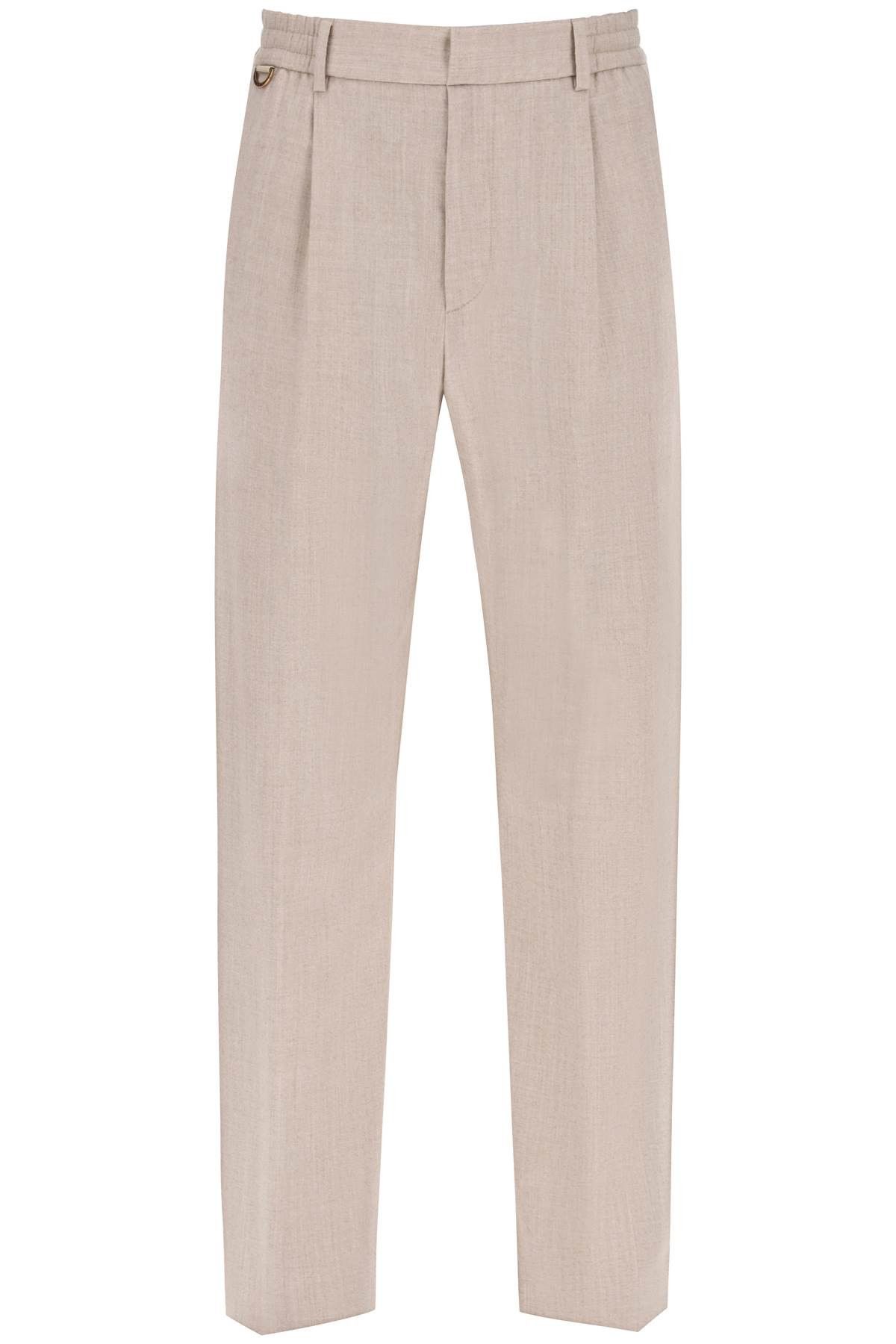 image of Agnona Single Pleat Wool Silk Trousers in Beige, Men's (Size 32)