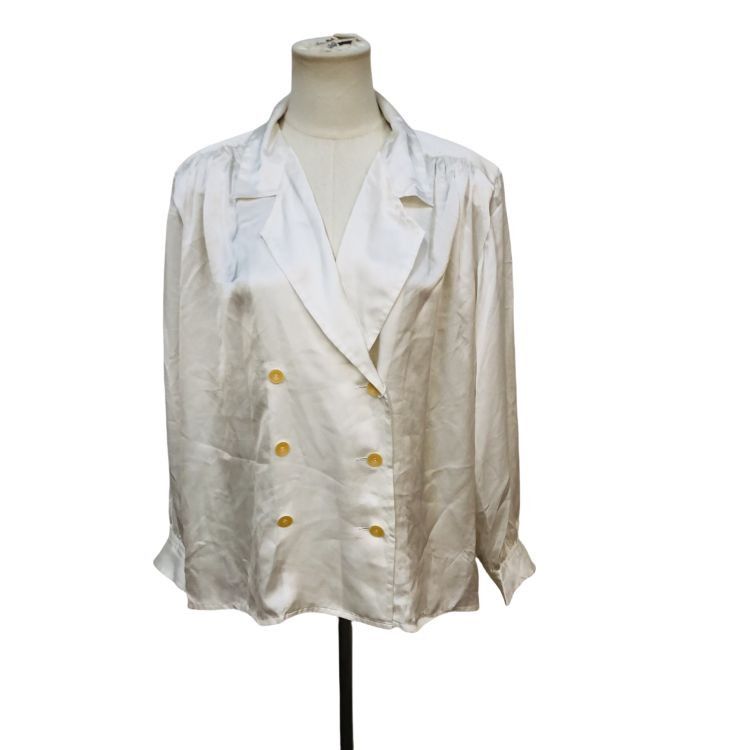 Yves Saint Laurent Yves Saint Laurent White Double Breasted Blouse Size M Size M / US 6-8 / IT 42-44 - 1 Thumbnail