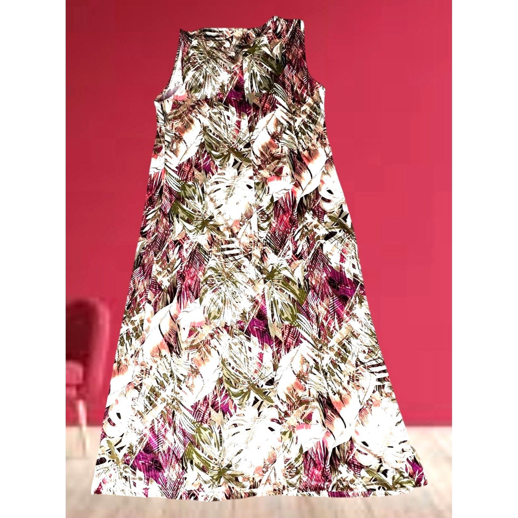 Other Ellen Weaver Maxi Dress Large Sleeveless Flowy Abstract Leav Size L / US 10 / IT 46 - 8 Thumbnail