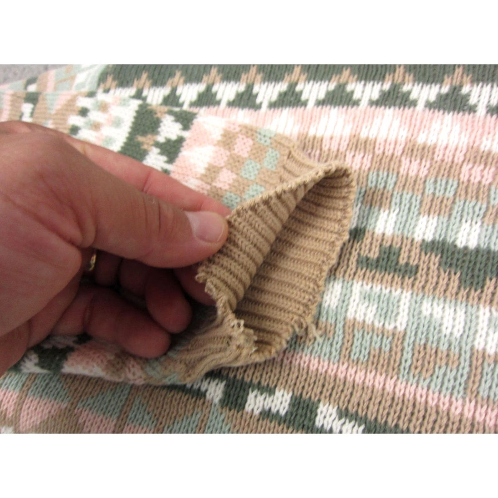 Vintage VINTAGE Christopher & Banks Sweater Womens Medium Green Pink Fair Isle Diamond 80s USA Size M / US 6-8 / IT 42-44 - 4 Thumbnail