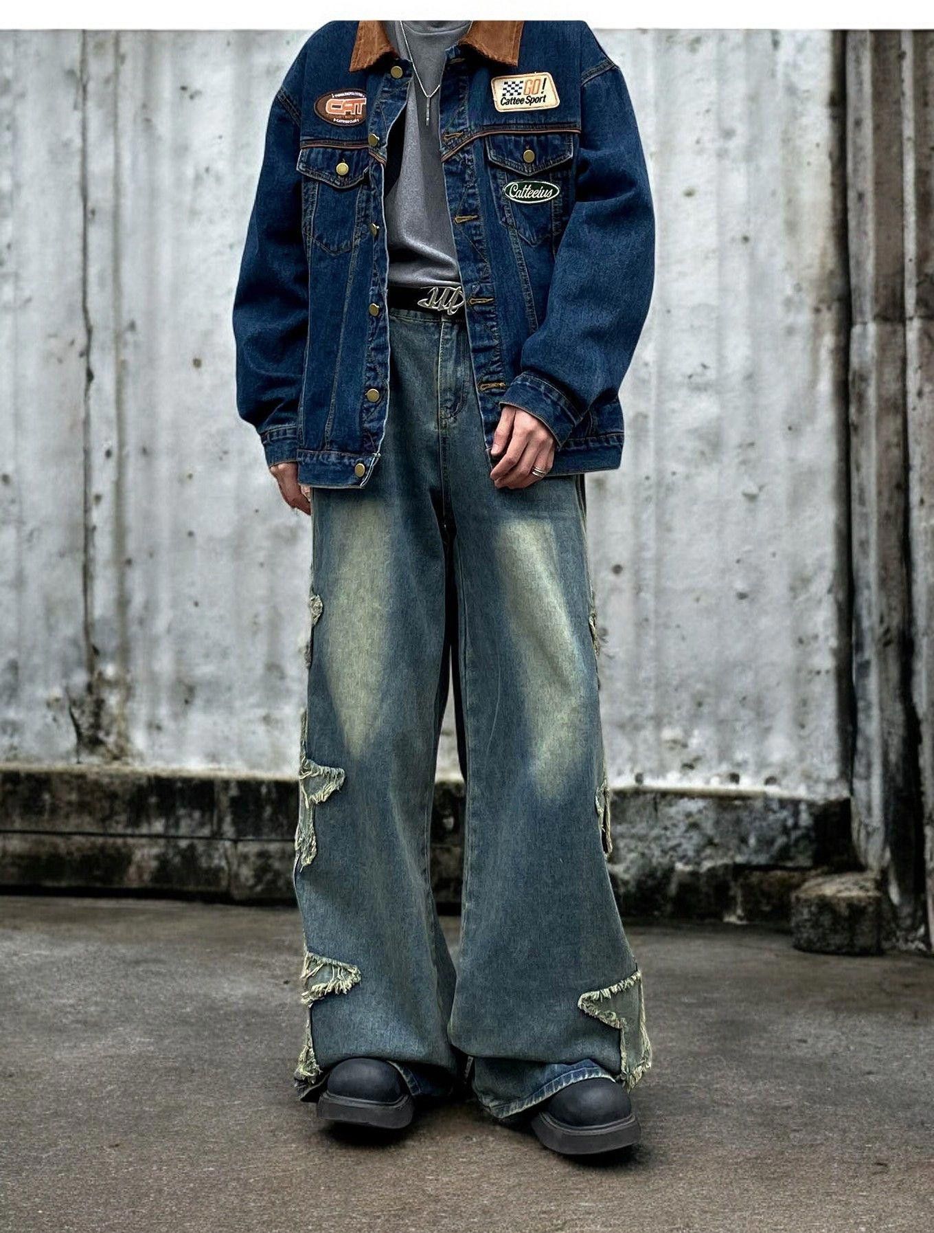 Jean STAR Embroidery Baggy Track Denim Jeans Size US 32 / EU 48 - 4 Thumbnail