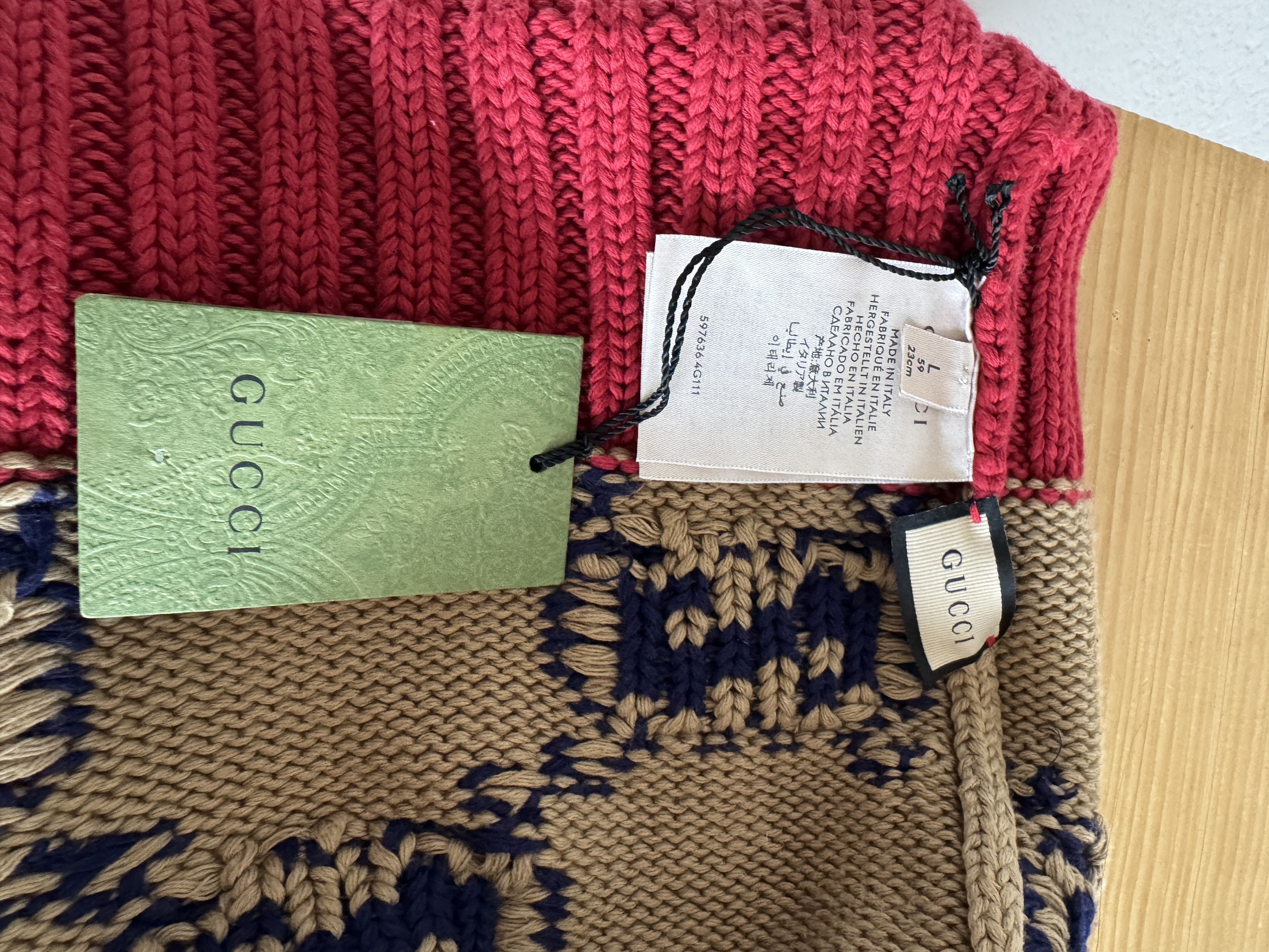 Gucci Beige/Red GG Beanie Size ONE SIZE - 4 Thumbnail