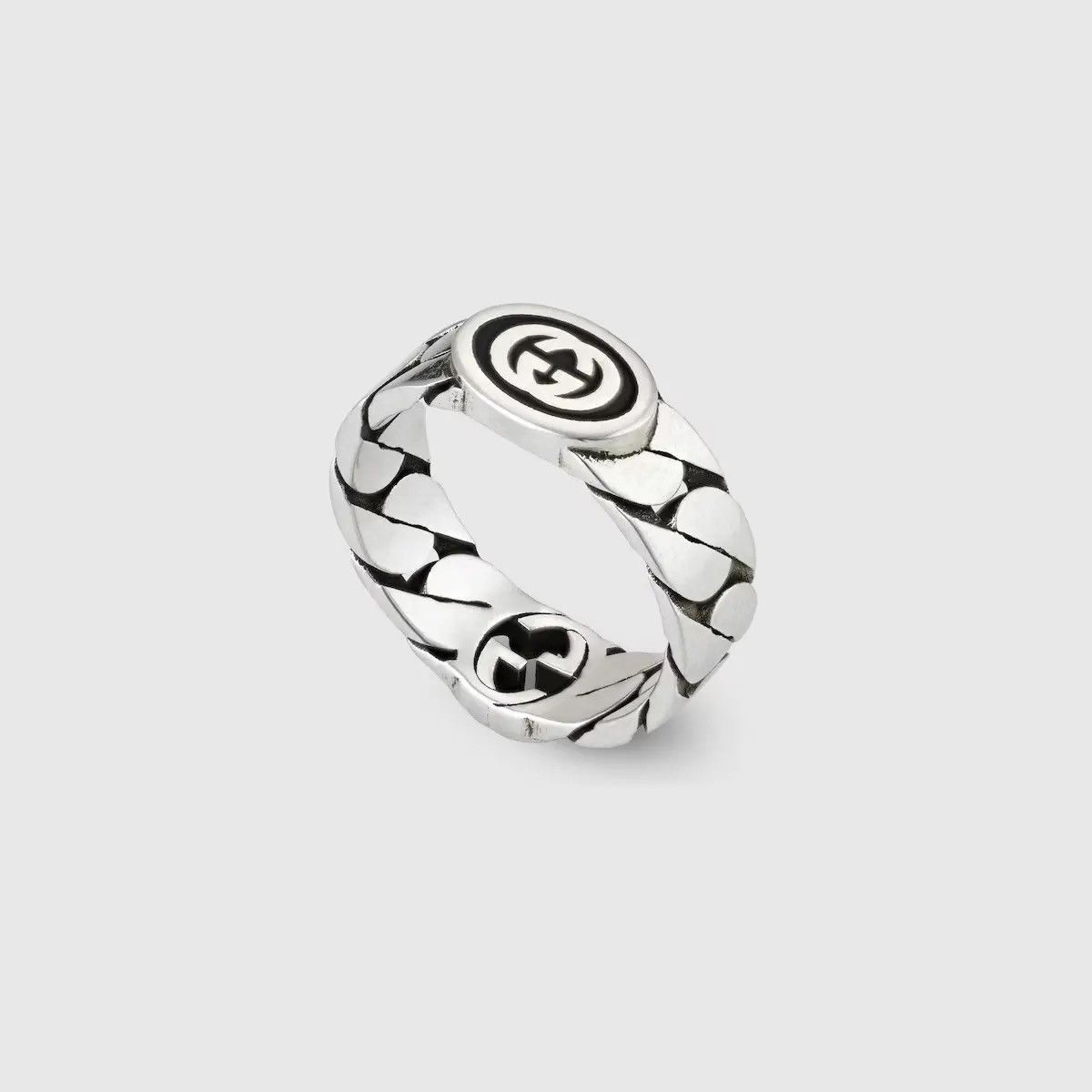 Gucci Gucci .925 Silver Link Ring Black Size ONE SIZE - 1 Thumbnail