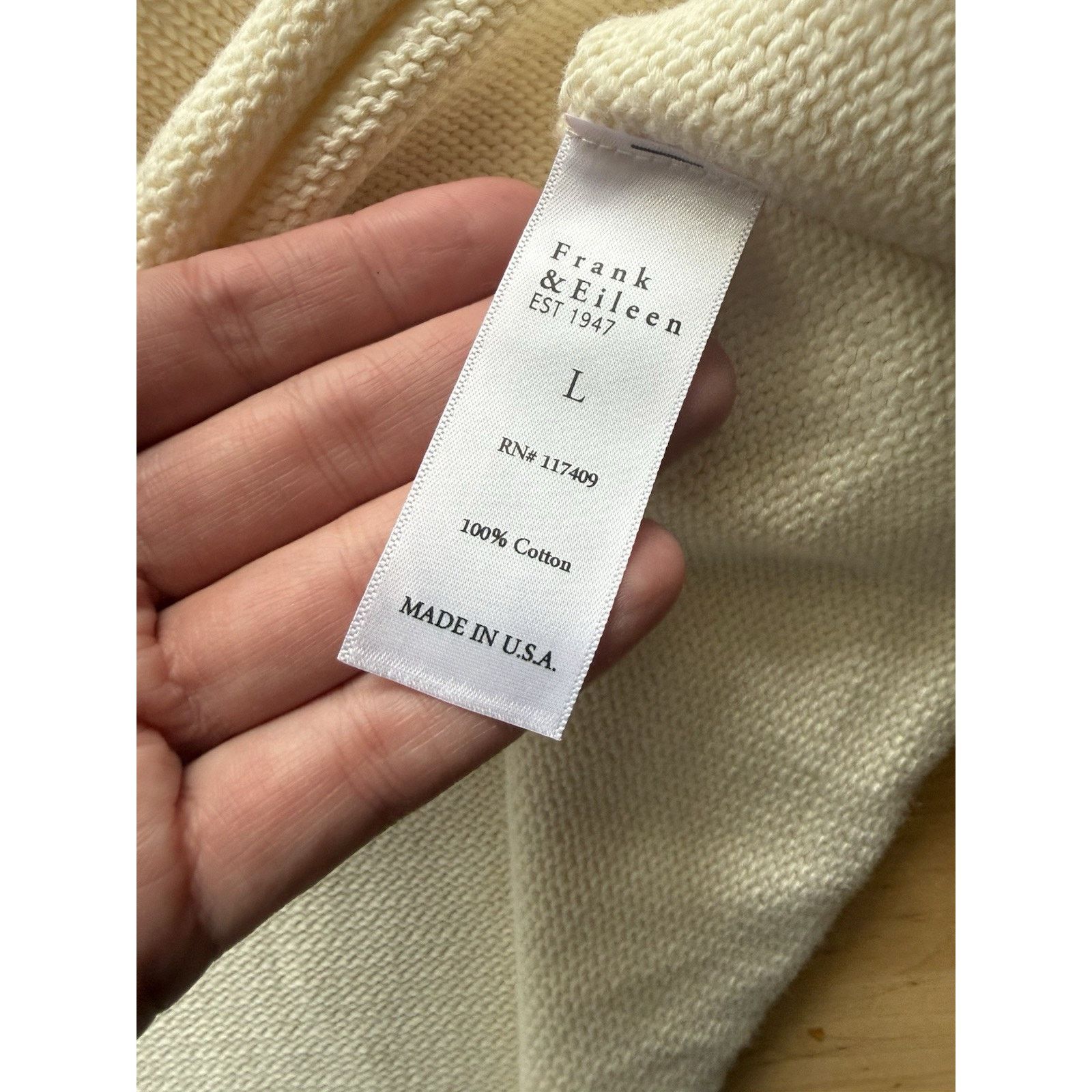 Frank & Eileen frank eileen Monterey Rolled Funnel Neck Sweater Cream Knit Size L / US 10 / IT 46 - 4 Thumbnail