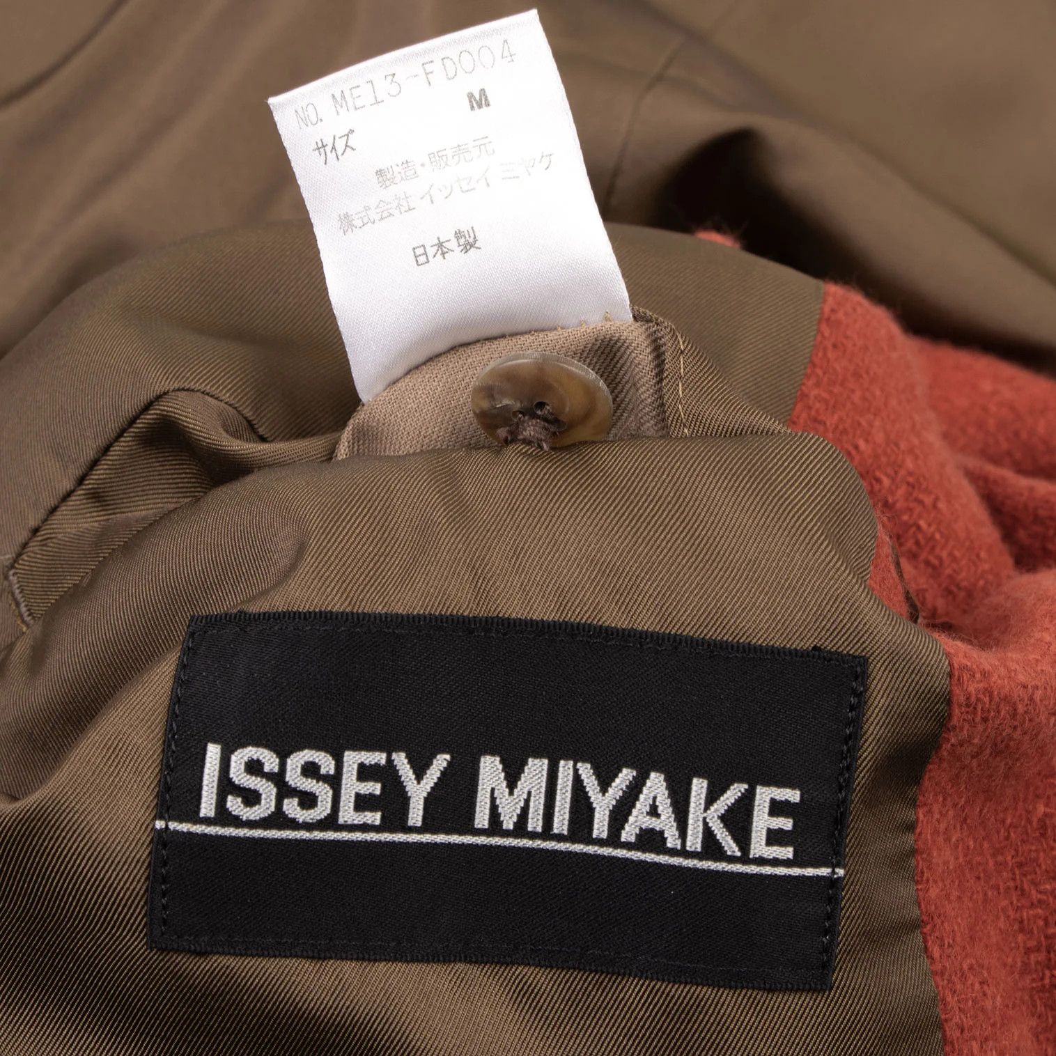 Issey Miyake Wool Band Collar Flap Pocket Jacket in Orange, Size M Size US M / EU 48-50 / 2 - 15 Thumbnail