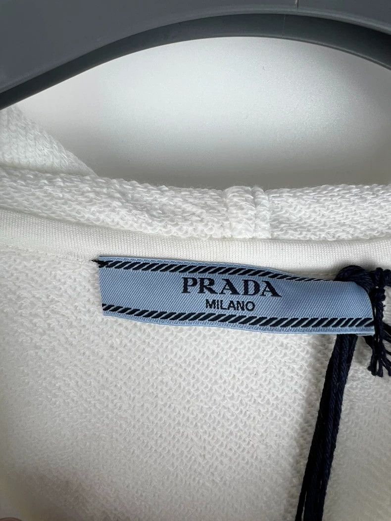 Prada Prada White inverted triangle logo hoodie Size M / US 6-8 / IT 42-44 - 9 Thumbnail
