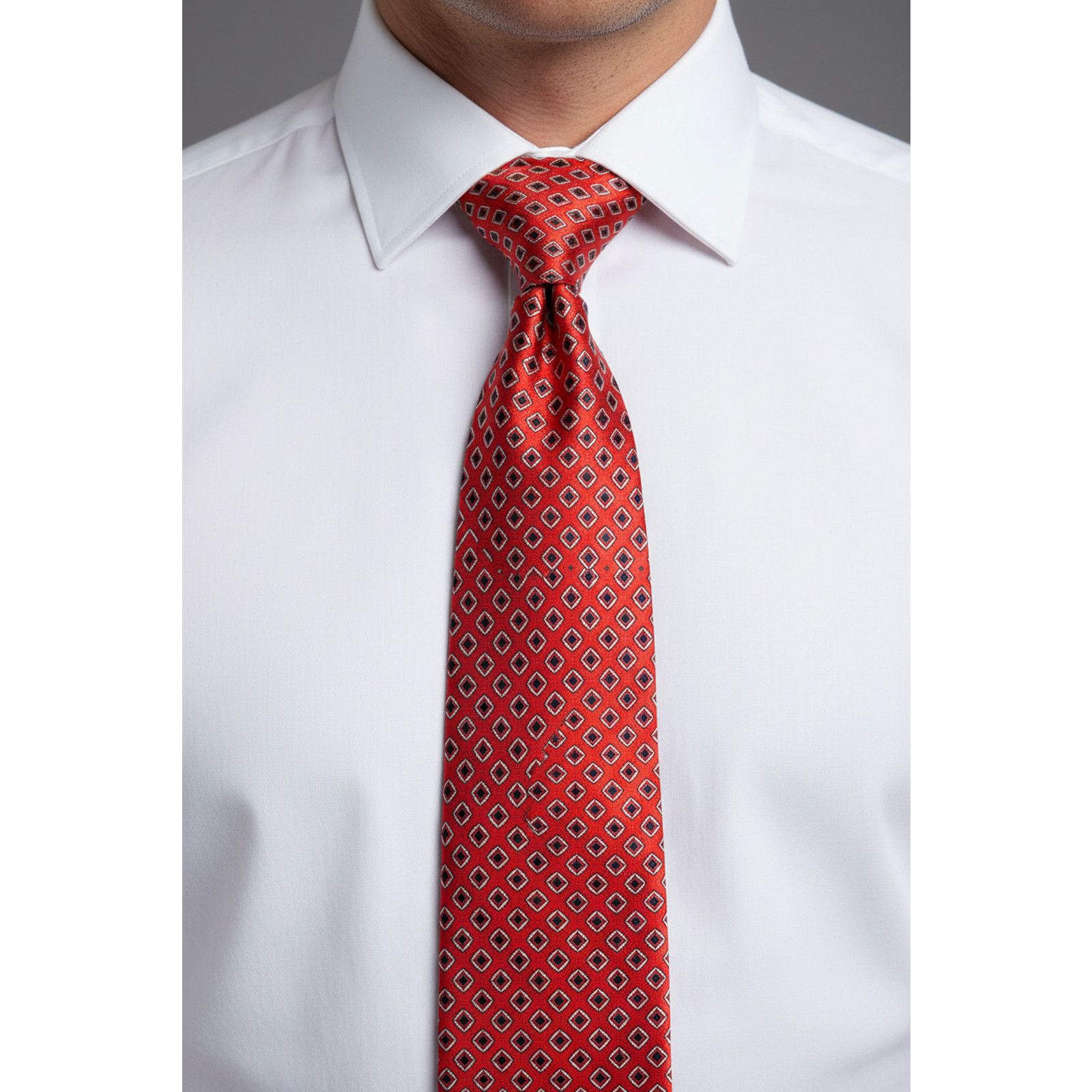 Dolcepunta DOLCEPUNTA Red Navy Diamond Silk Tie Size ONE SIZE - 2 Thumbnail