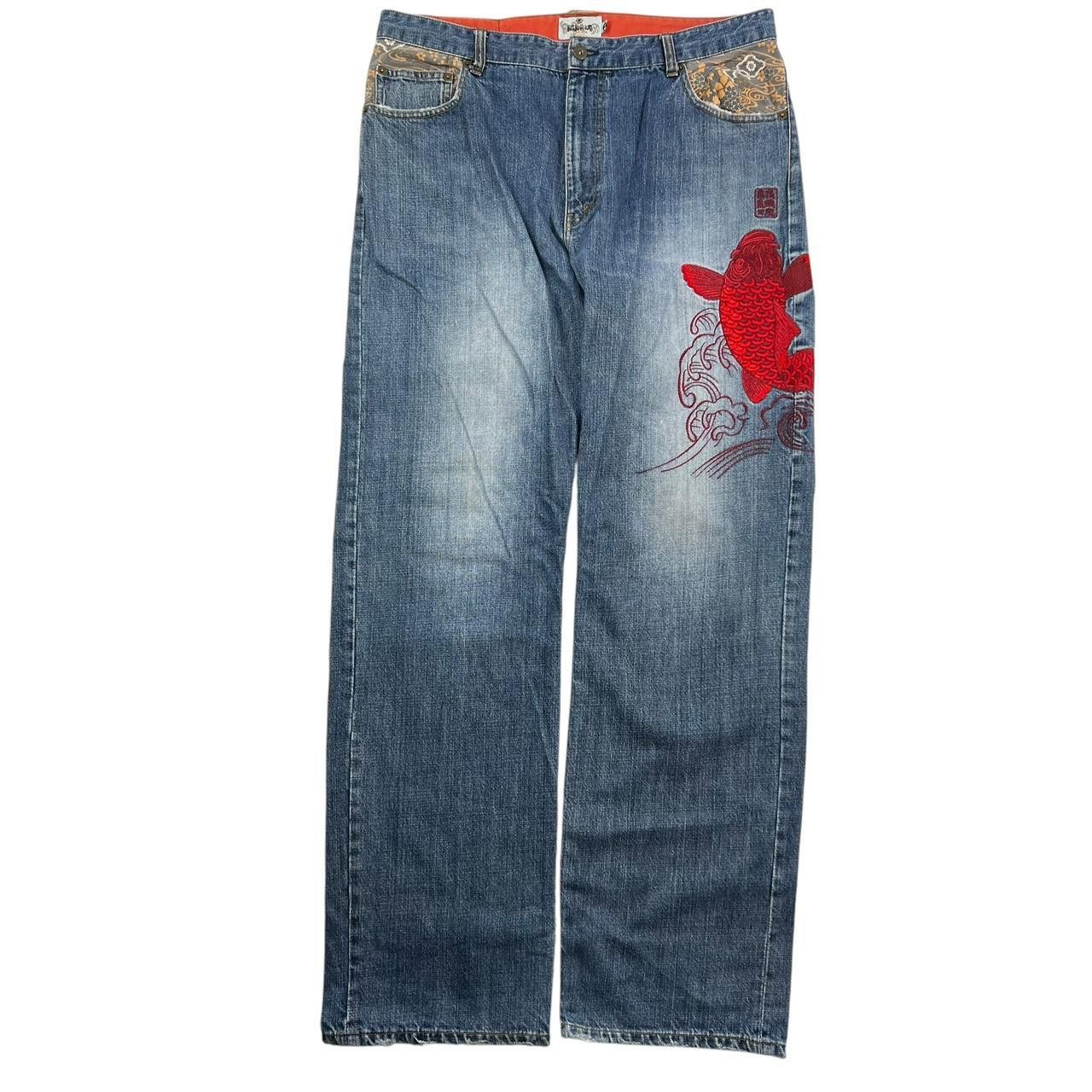 Karakuri Tamashii Vintage Karakuri Embroidered Japanese Denim Jeans - Waist 37 Size US 37 - 8 Thumbnail