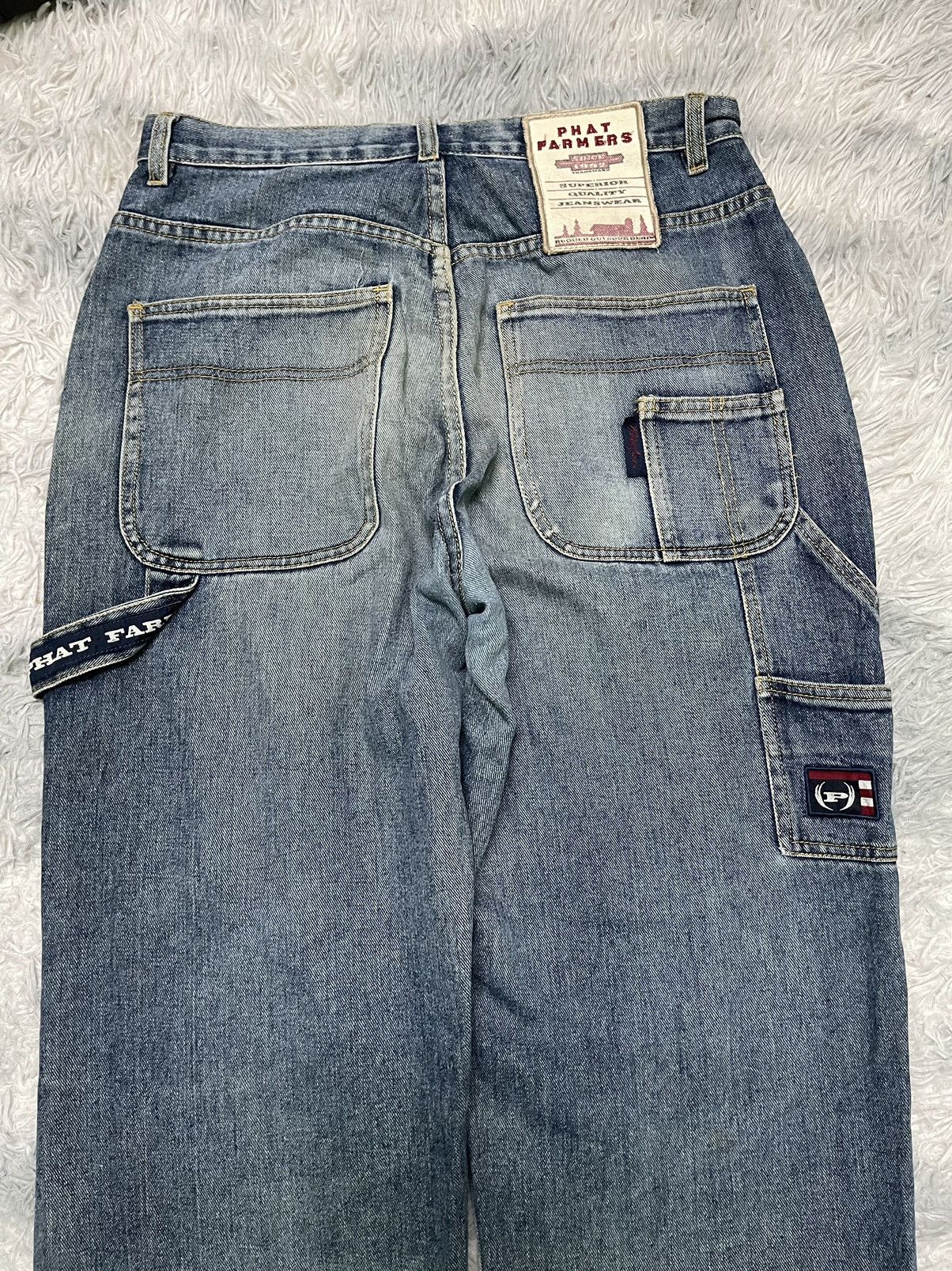 Phat Farm × Vintage 90s PHAT FARM BAGGY CARPENTER DISTRESSED DENIM Size US 31 - 10 Thumbnail