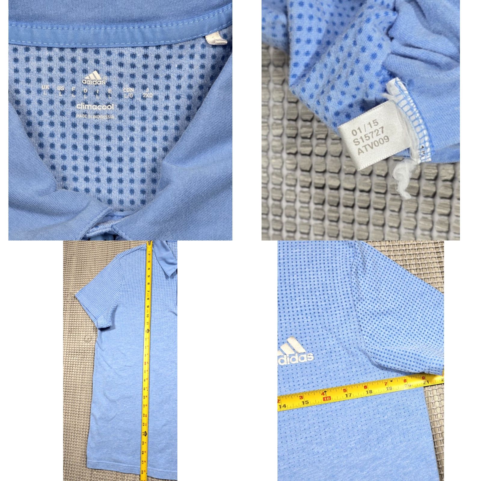 Adidas Adidas Golf Polo Shirt Men L Short Sleeve Blue Polka Dot Athletic Fit Size US L / EU 52-54 / 3 - 8 Thumbnail