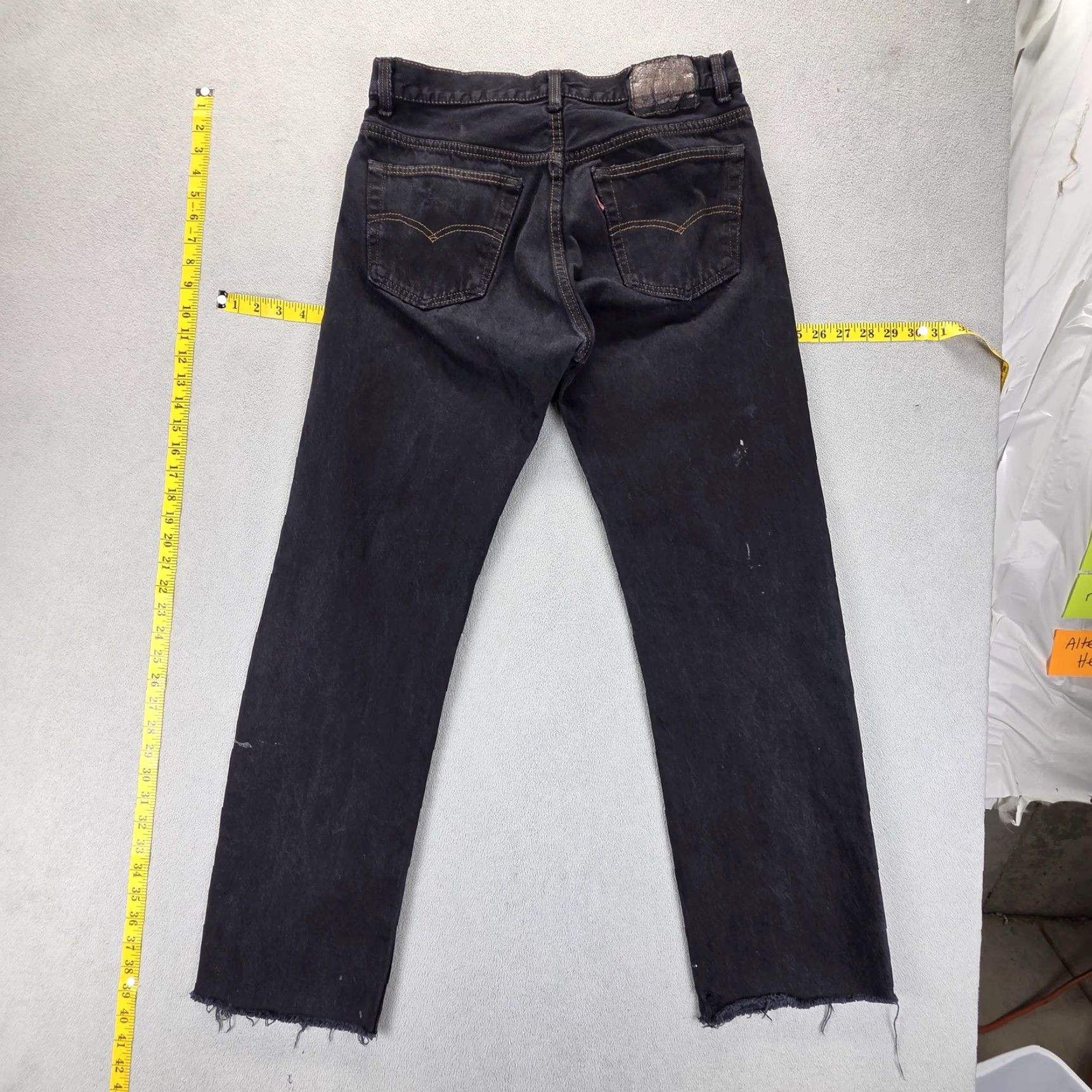 Levi's VTG Levi's 501 Jeans Button USA Distressed Black 29x29 Regular Mens Straight Denim Pants Jeans 501 Relaxed Fit Size US 29 - 2 Thumbnail