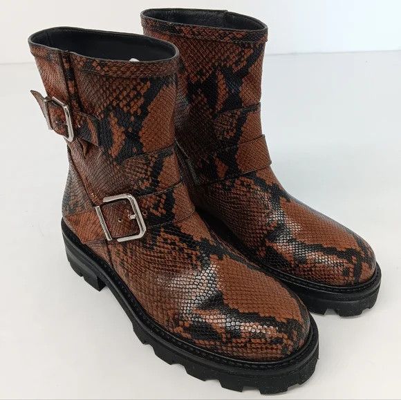 Jimmy Choo Jimmy Choo Youth II Cuoio Snake Print Leather Biker Boots-36 Size US 6 / IT 36 - 2 Thumbnail